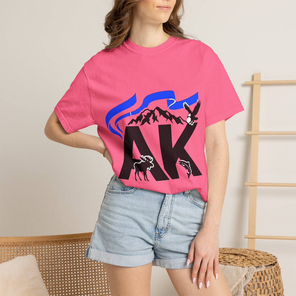OurStateTees - Alaska AK Wilderness T-Shirt — Moose, Mountains & Bald Eagle Graphic