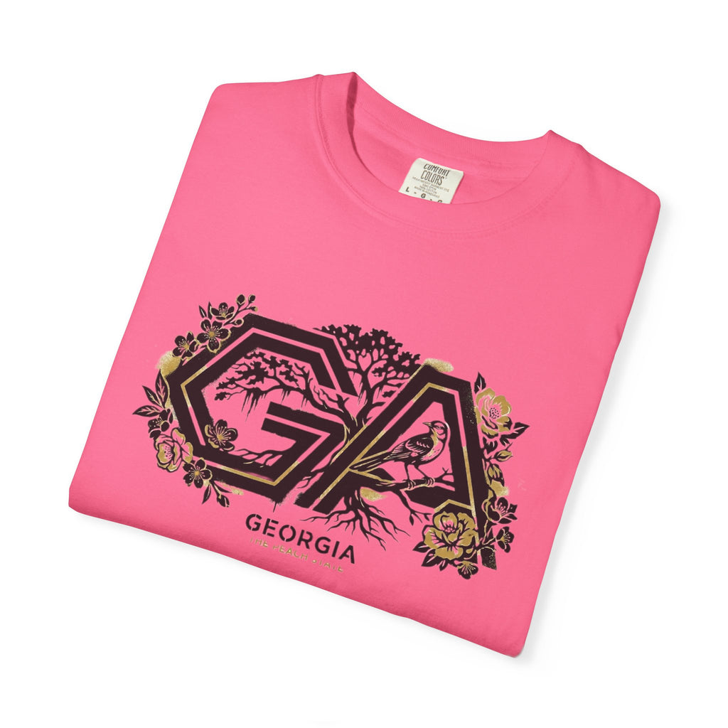 OurStateTees - Georgia GA Floral Logo T‑Shirt — Botanical Accents