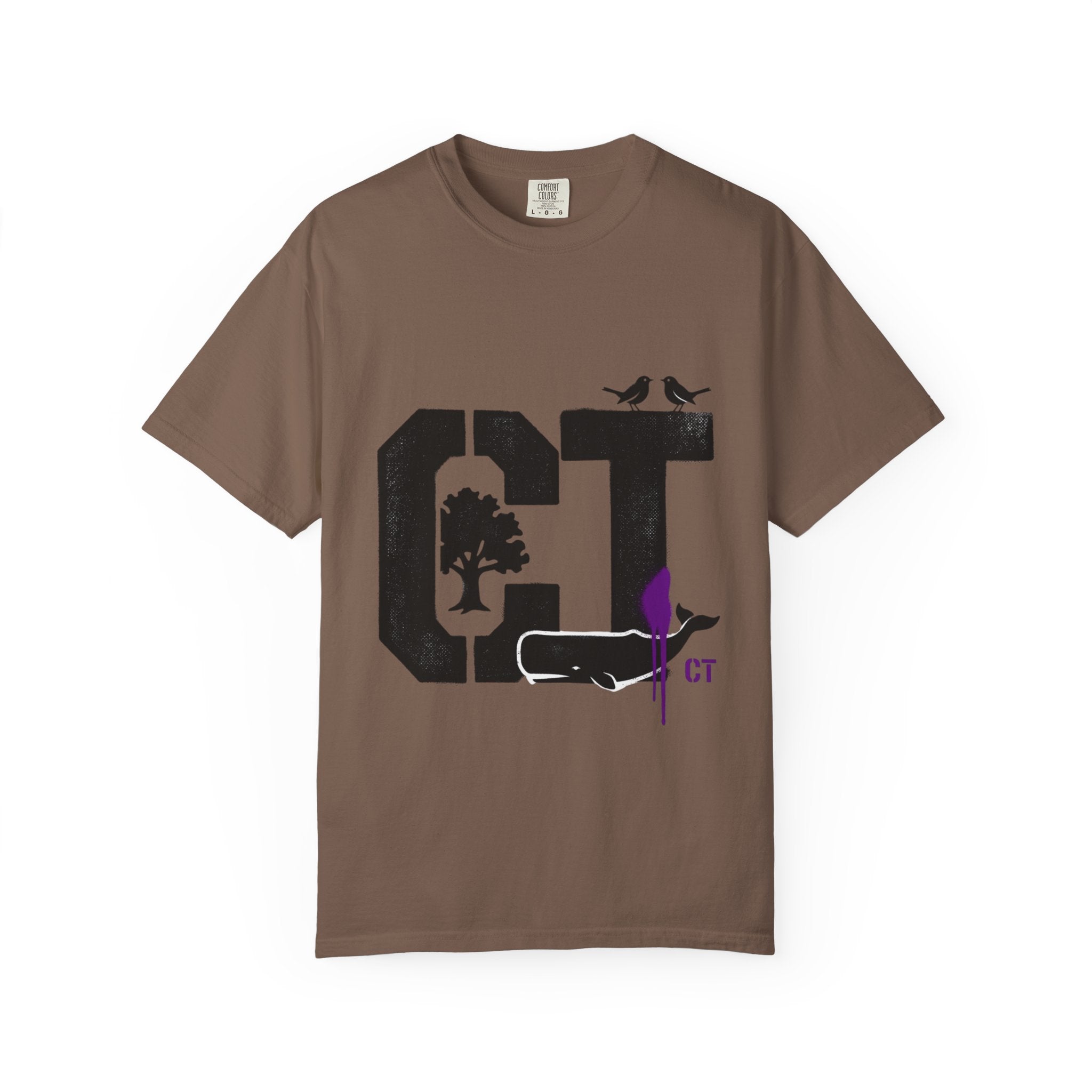 OurStateTees - Connecticut CT State T-Shirt — Connecticut Nature Graphic Tee with Whales, Trees & Birds