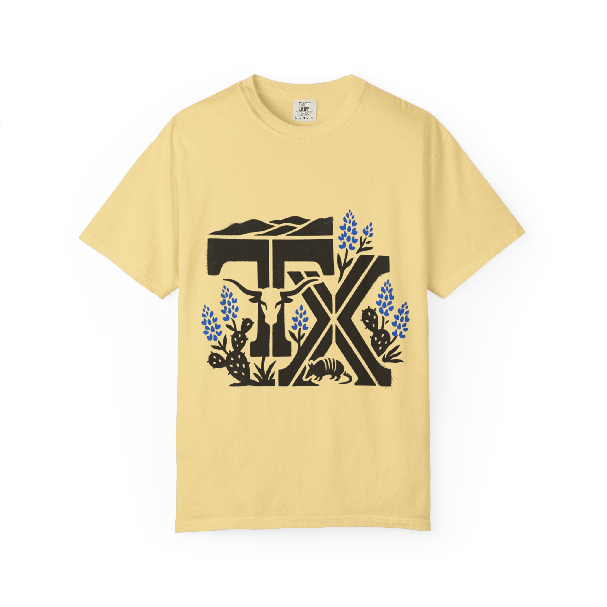 OurStateTees - TX Texas Southwestern Tee — Longhorn, Armadillo & Bluebonnet Graphic T-Shirt
