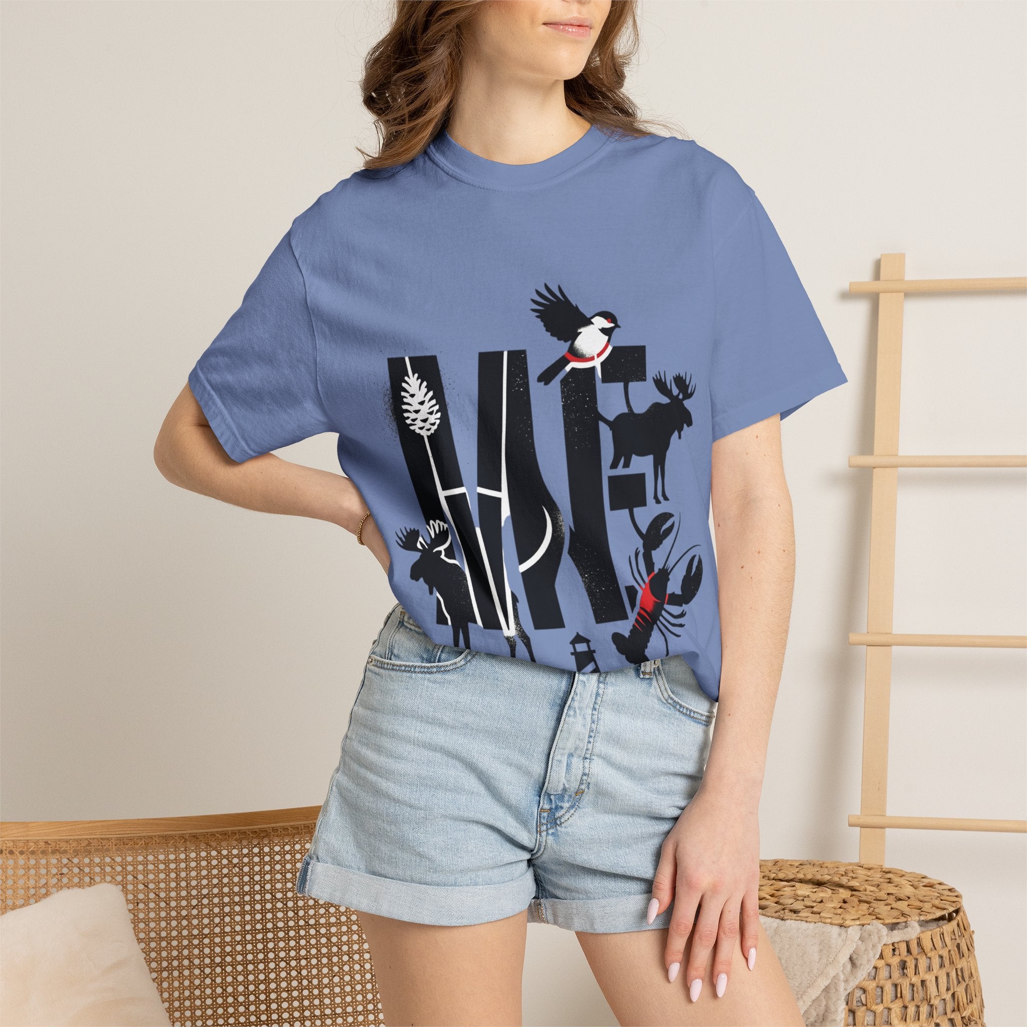OurStateTees - Maine ME — Maine Wildlife Silhouette Tee (lobster, moose, loon, lighthouse)