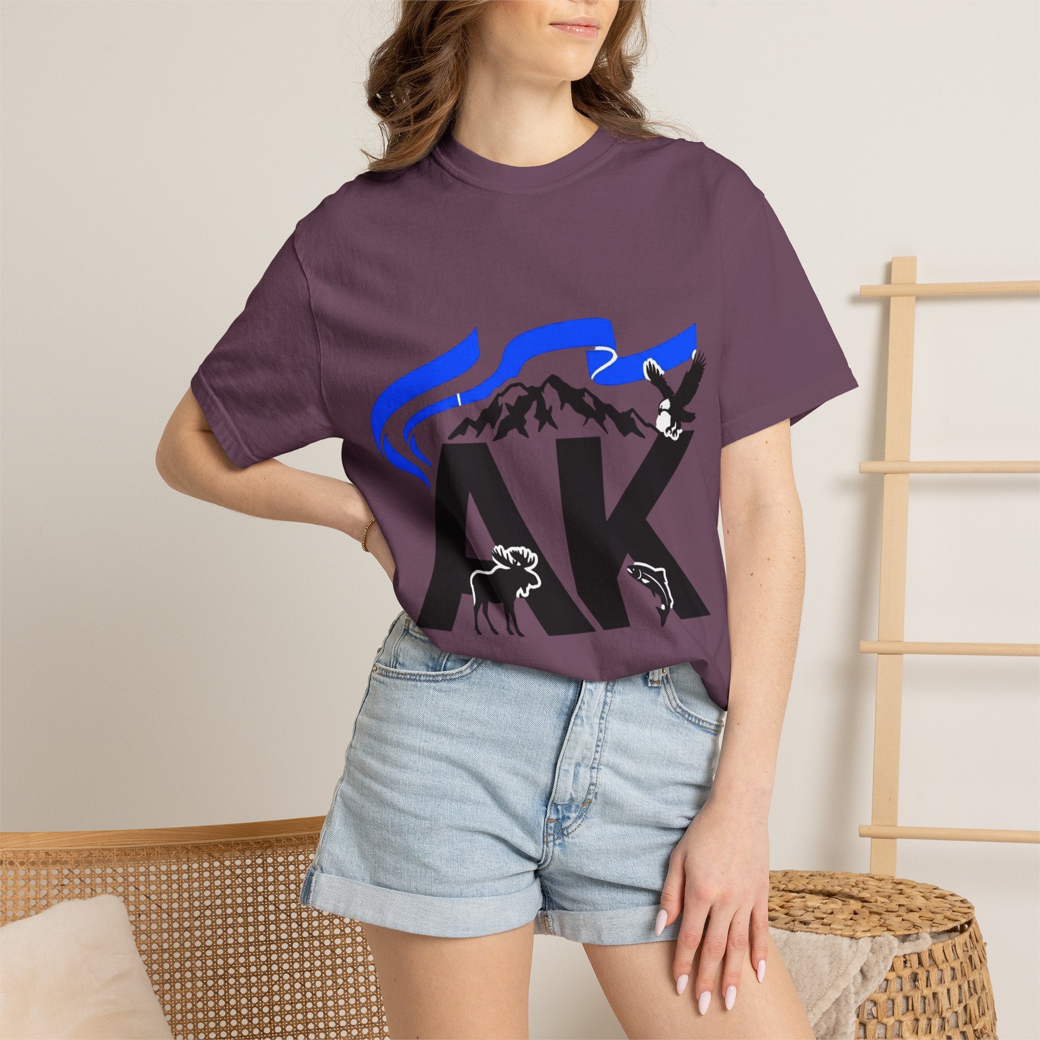 OurStateTees - Alaska AK Wilderness T-Shirt — Moose, Mountains & Bald Eagle Graphic