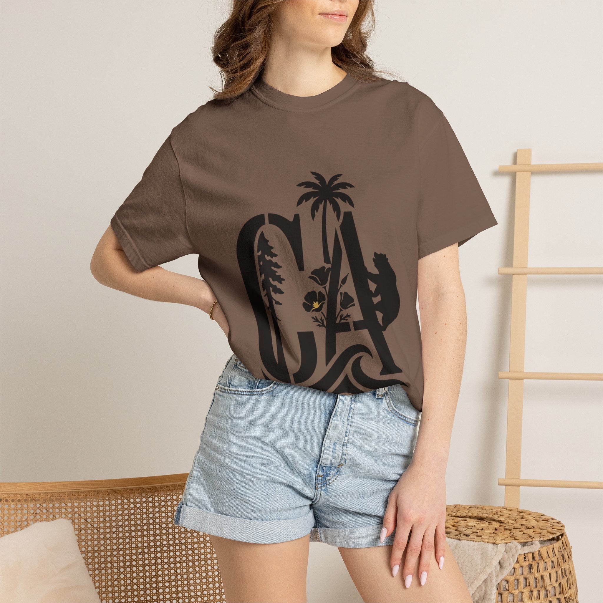 OurStateTees - California Surf Bear T-Shirt — CA Palm Tree Wave Graphic Tee