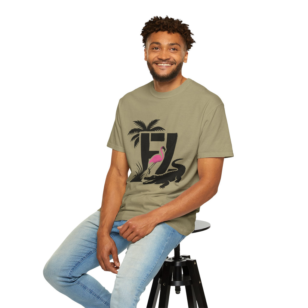 OurState Tees - Florida FL - Tropical Flamingo & Alligator Graphic