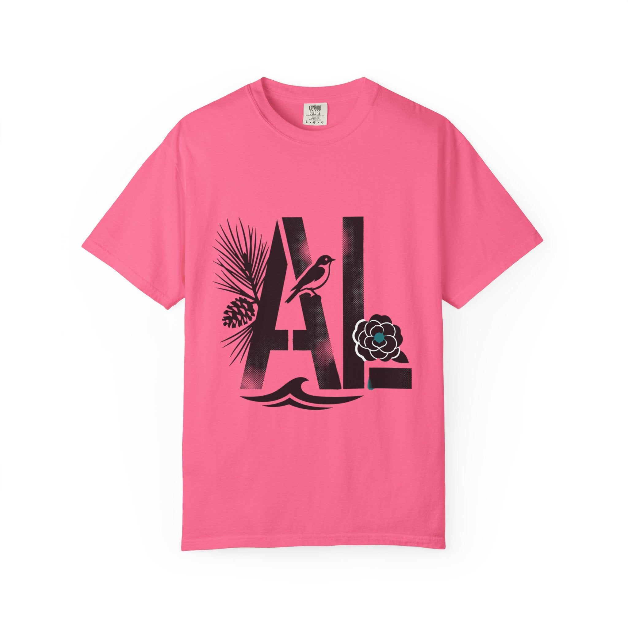 OurStateTees - Alabama AL Botanical Graphic T-Shirt — California Palm, Flower & Bird Design