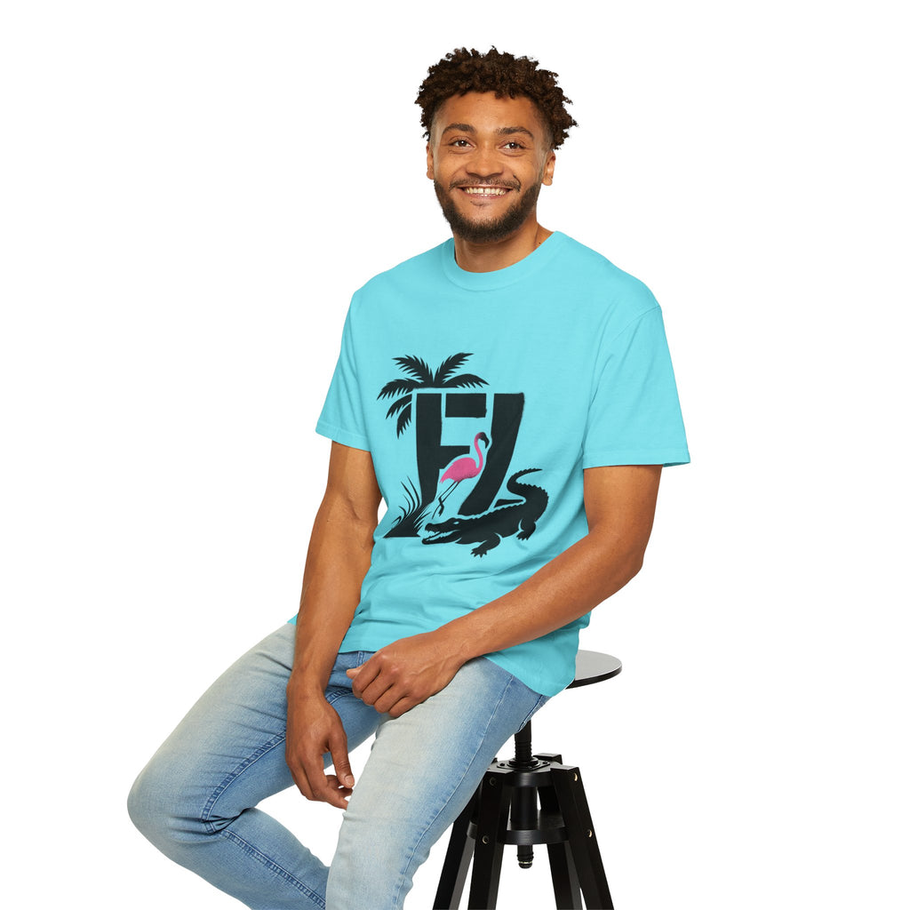 OurState Tees - Florida FL - Tropical Flamingo & Alligator Graphic