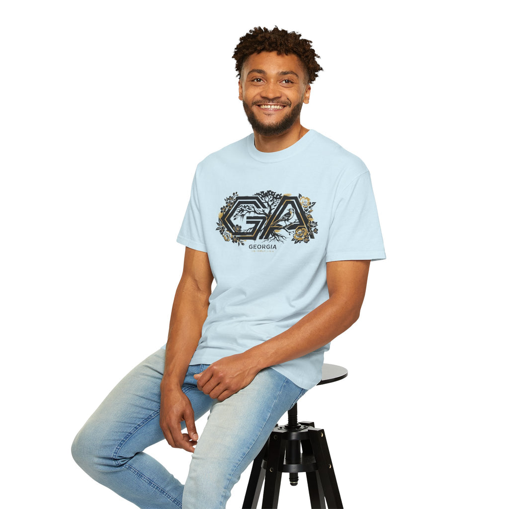 OurStateTees - Georgia GA Floral Logo T‑Shirt — Botanical Accents