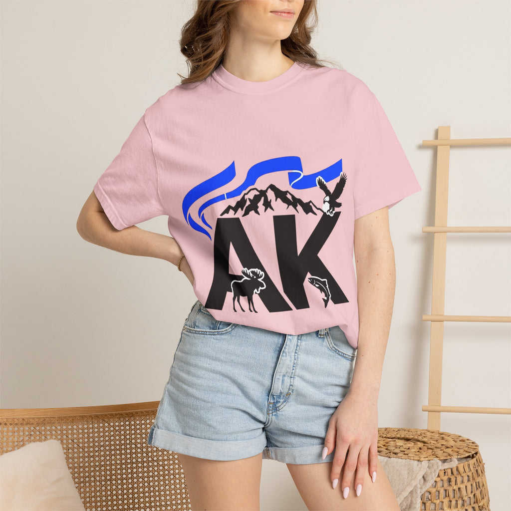 OurStateTees - Alaska AK Wilderness T-Shirt — Moose, Mountains & Bald Eagle Graphic