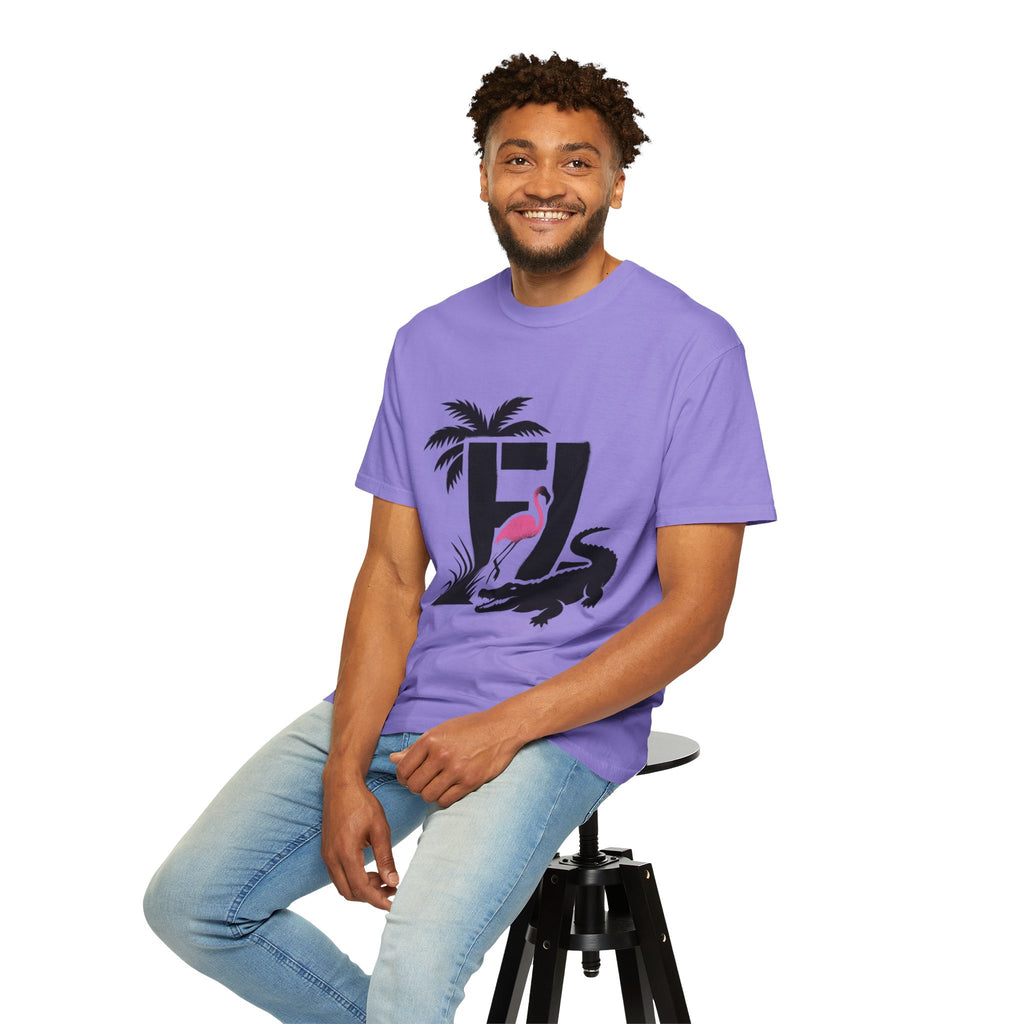 OurState Tees - Florida FL - Tropical Flamingo & Alligator Graphic