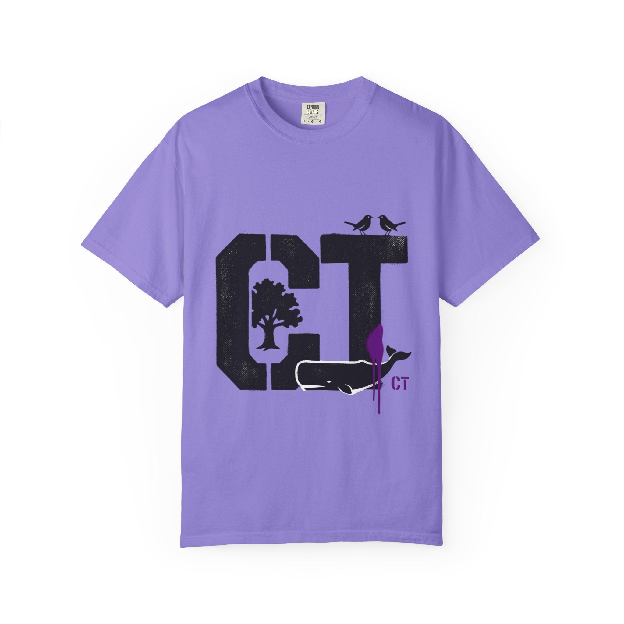 OurStateTees - Connecticut CT State T-Shirt — Connecticut Nature Graphic Tee with Whales, Trees & Birds