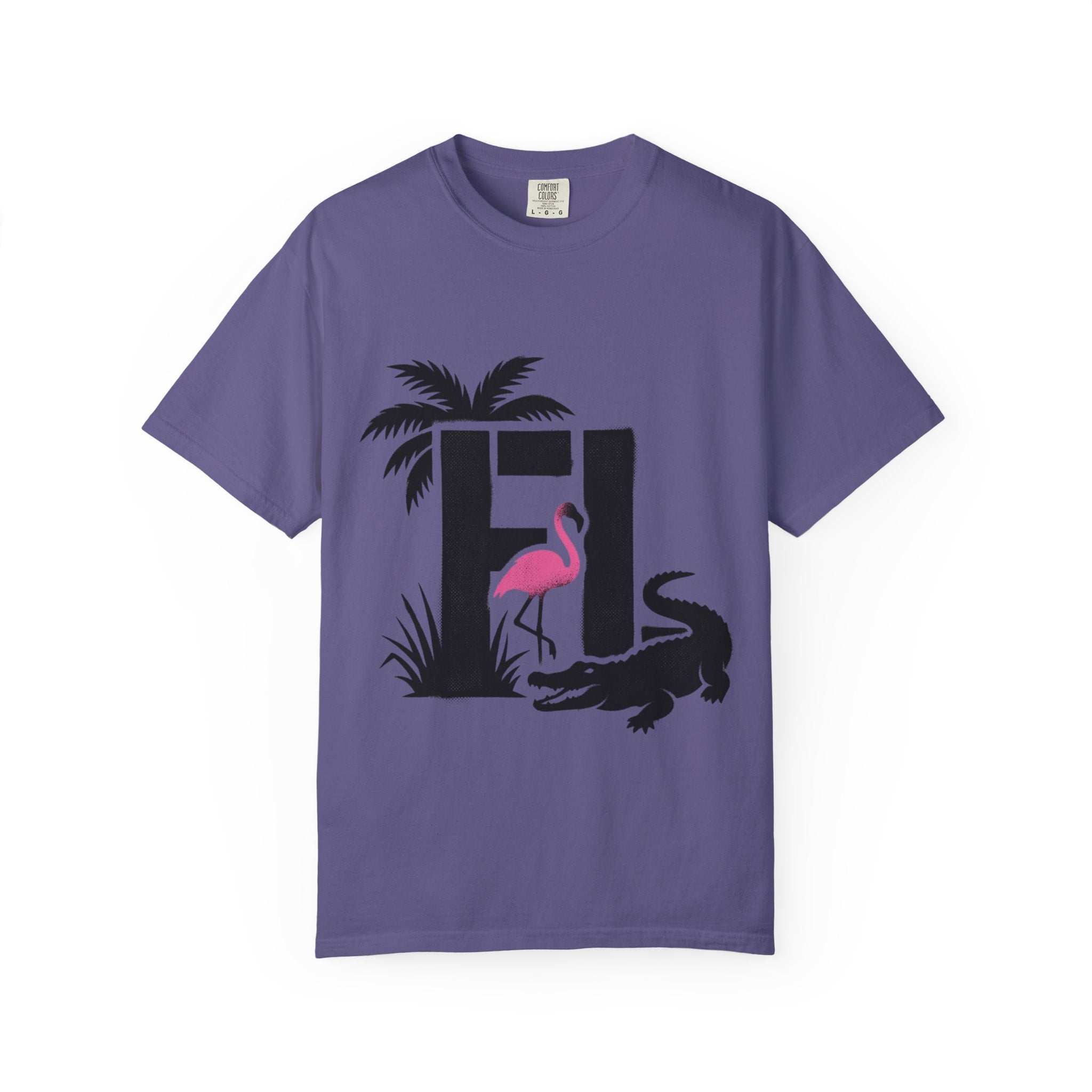 OurState Tees - Florida FL - Tropical Flamingo & Alligator Graphic