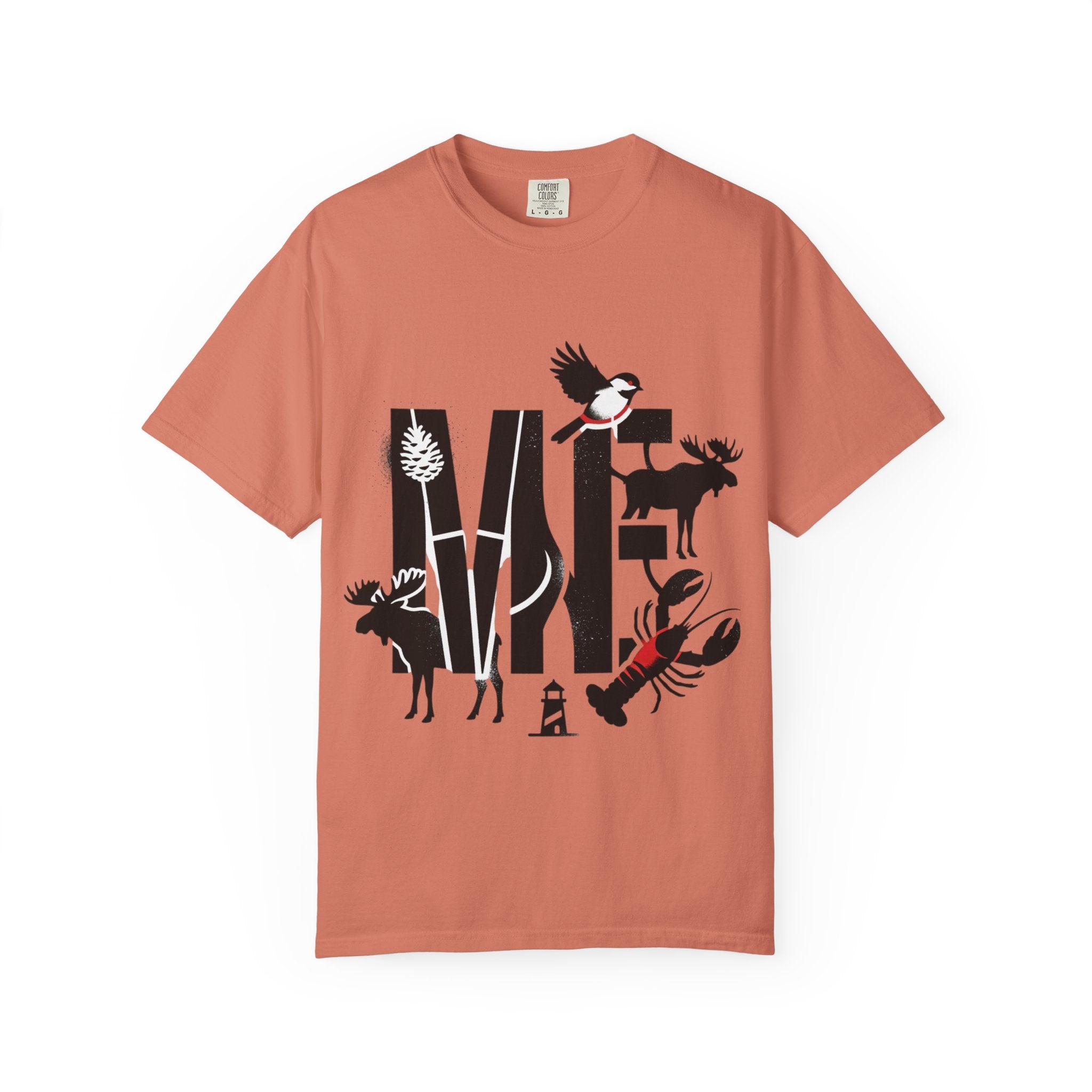 OurStateTees - Maine ME — Maine Wildlife Silhouette Tee (lobster, moose, loon, lighthouse)