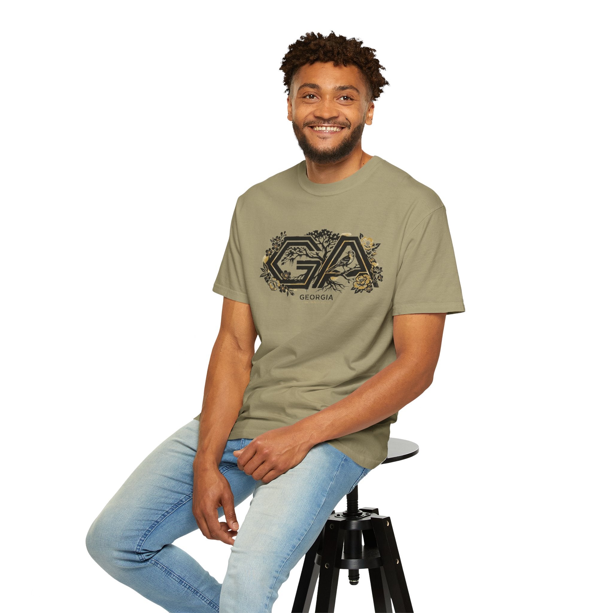OurStateTees - Georgia GA Floral Logo T‑Shirt — Botanical Accents