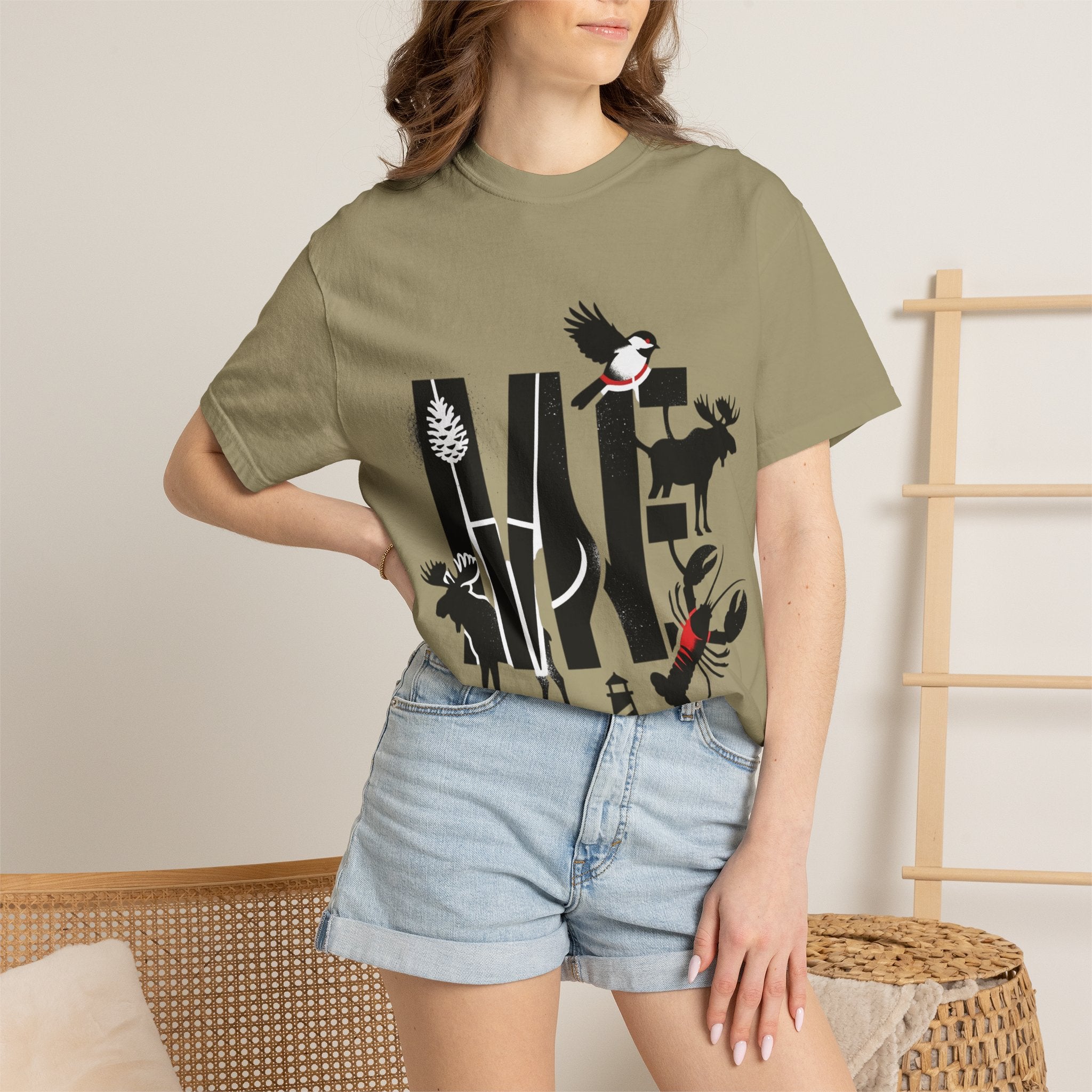 OurStateTees - Maine ME — Maine Wildlife Silhouette Tee (lobster, moose, loon, lighthouse)