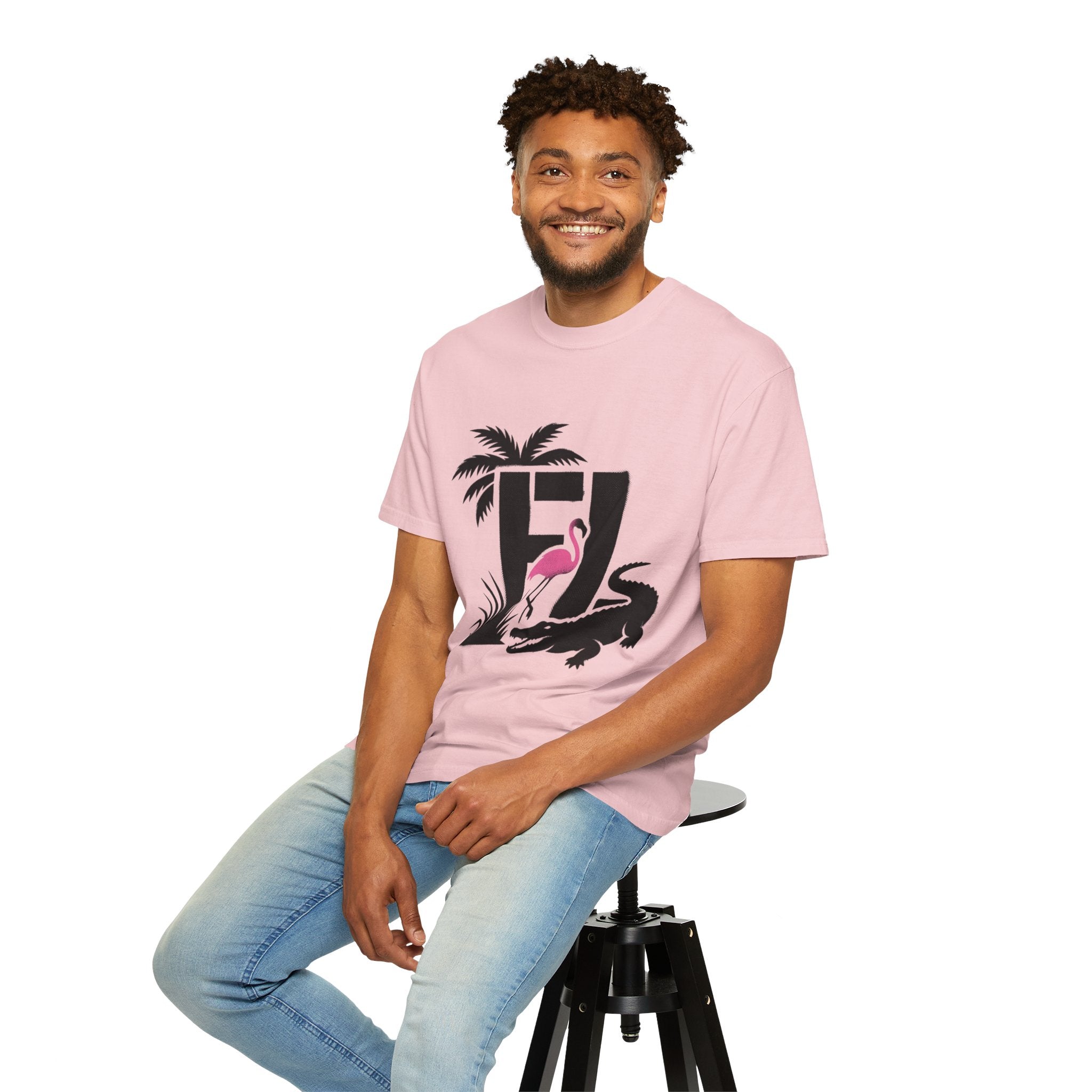 OurState Tees - Florida FL - Tropical Flamingo & Alligator Graphic