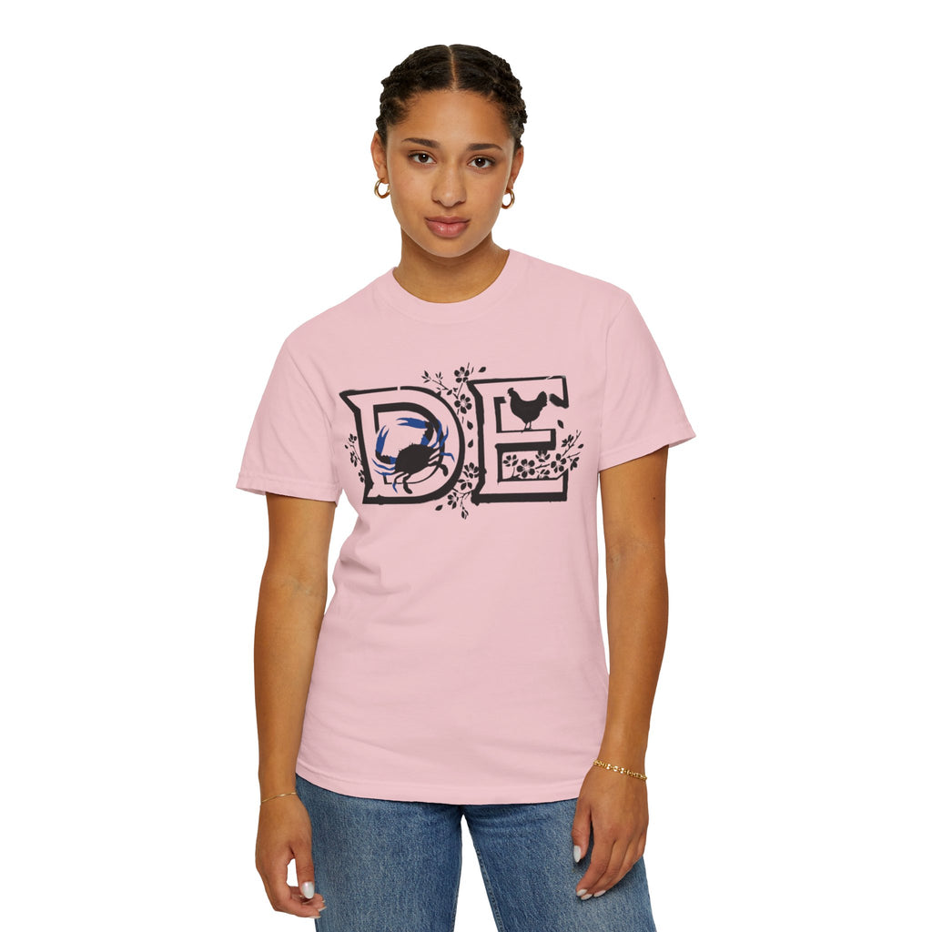 OurStateTees - Deleware DE Letterpress Tee — Floral & Bird Graphic T-Shirt