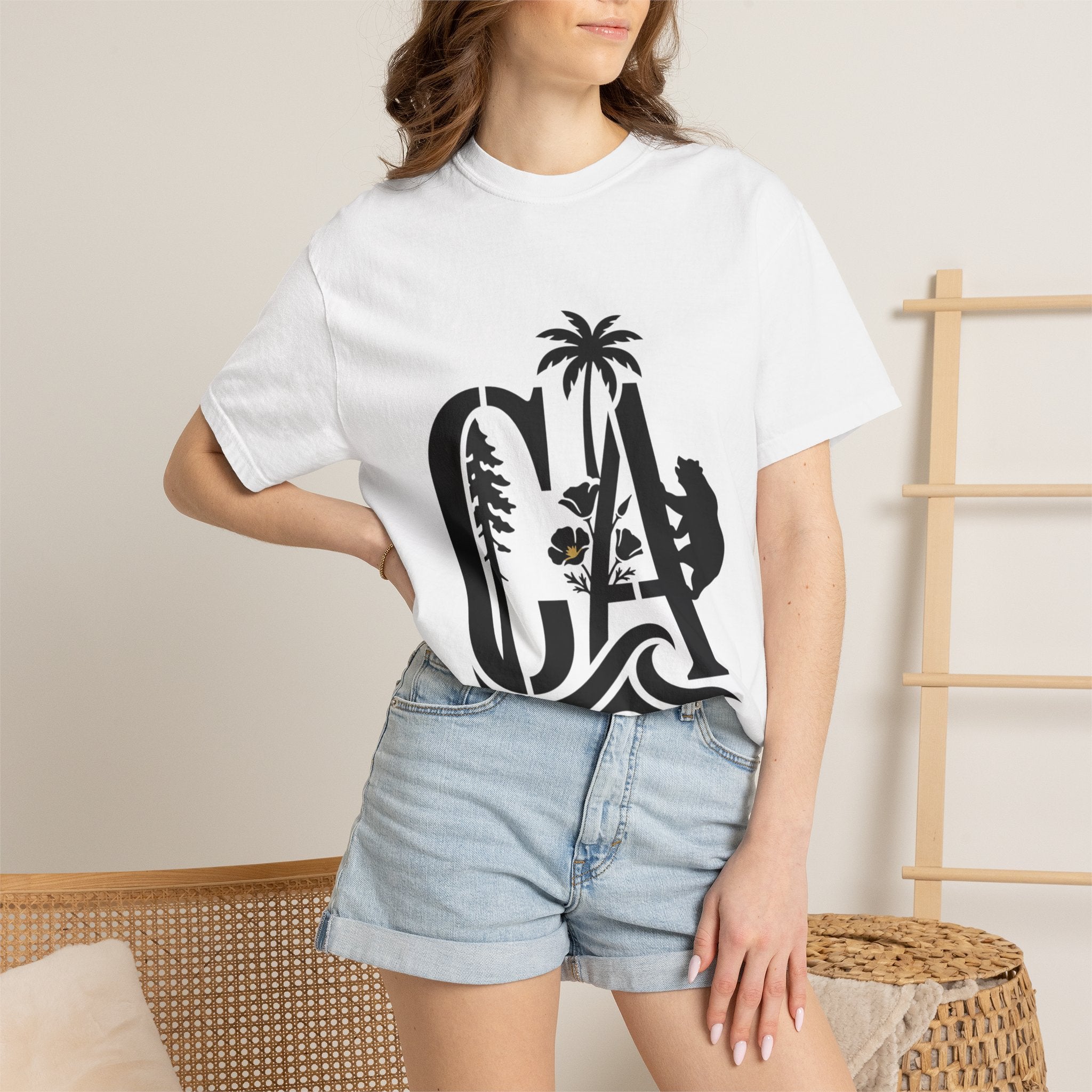 OurStateTees - California Surf Bear T-Shirt — CA Palm Tree Wave Graphic Tee