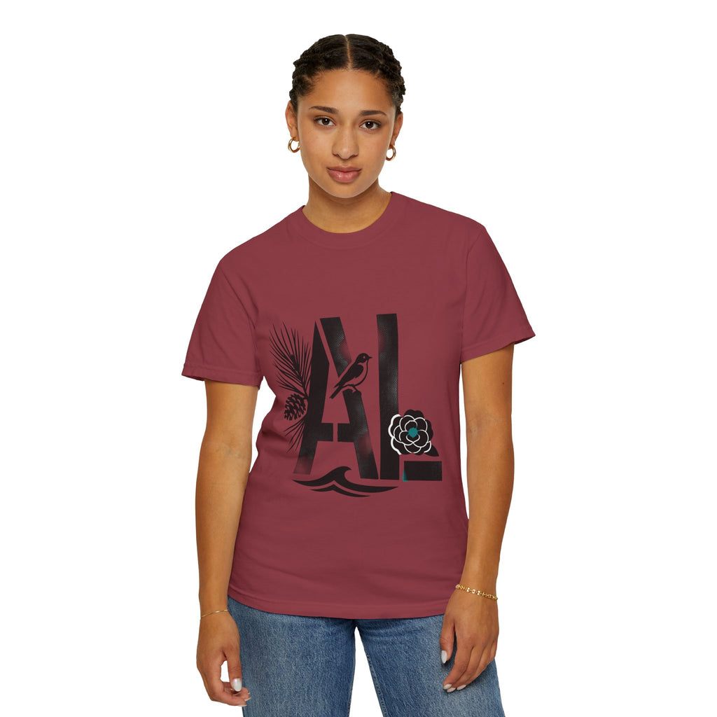 OurStateTees - Alabama AL Botanical Graphic T-Shirt — California Palm, Flower & Bird Design