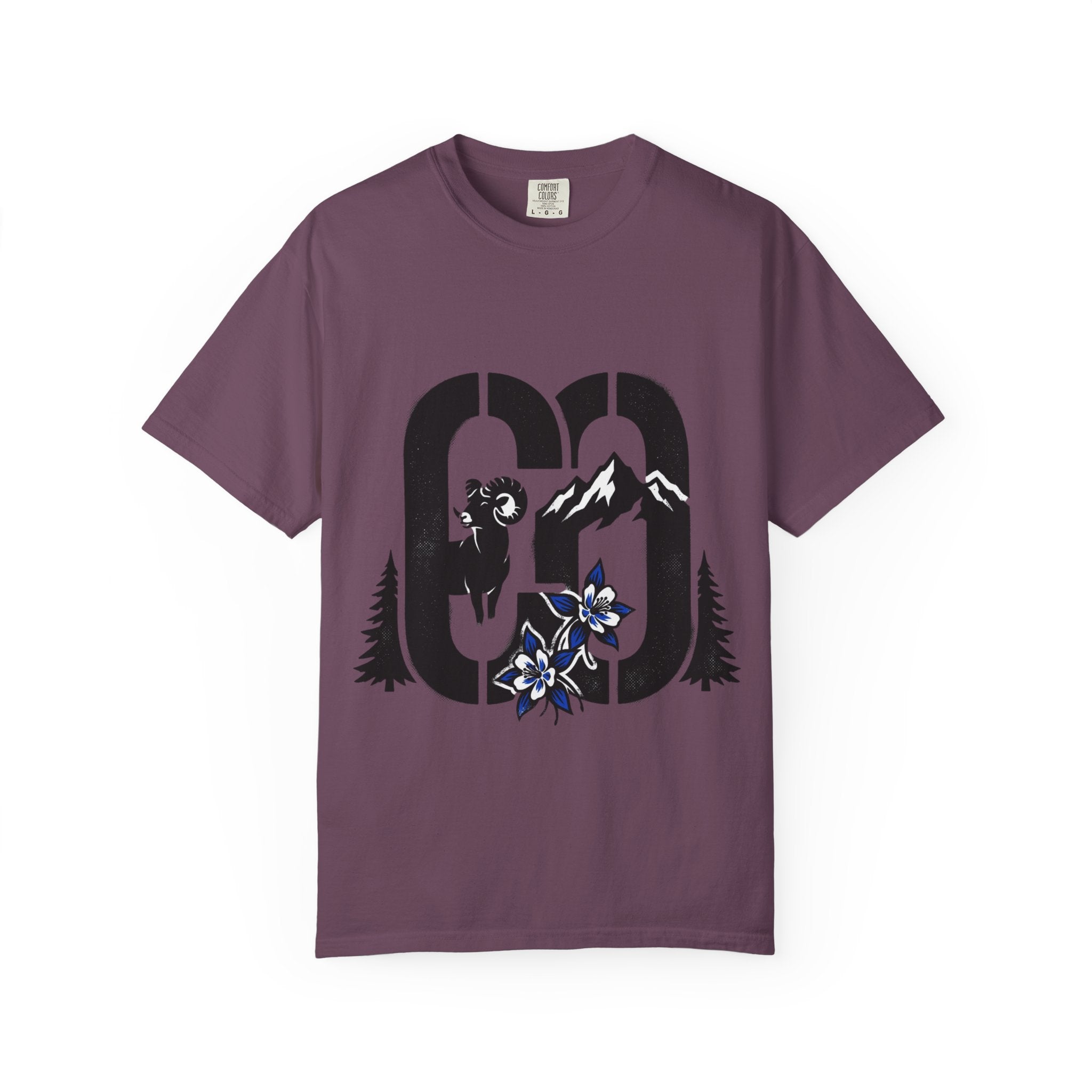 OurStateTees - Colorado CO Rocky Mountain Anniversary Tee — Mountain Goat & Wildflower Graphic T-Shirt