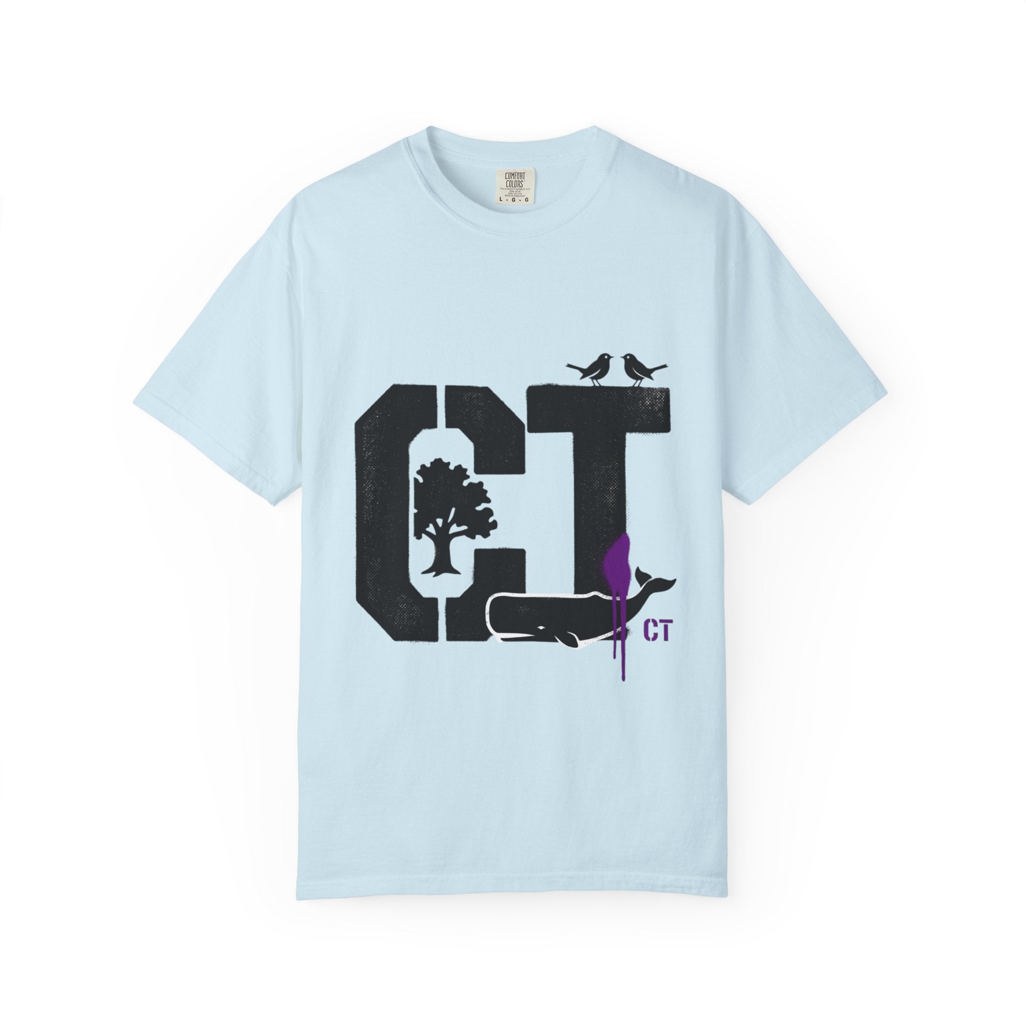OurStateTees - Connecticut CT State T-Shirt — Connecticut Nature Graphic Tee with Whales, Trees & Birds
