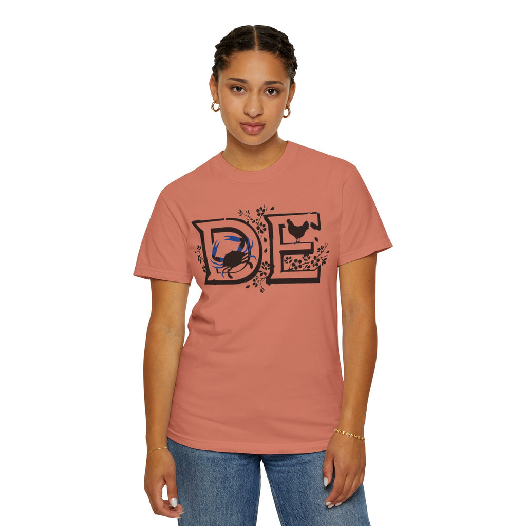 OurStateTees - Deleware DE Letterpress Tee — Floral & Bird Graphic T-Shirt