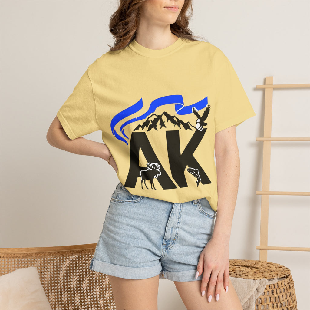 OurStateTees - Alaska AK Wilderness T-Shirt — Moose, Mountains & Bald Eagle Graphic