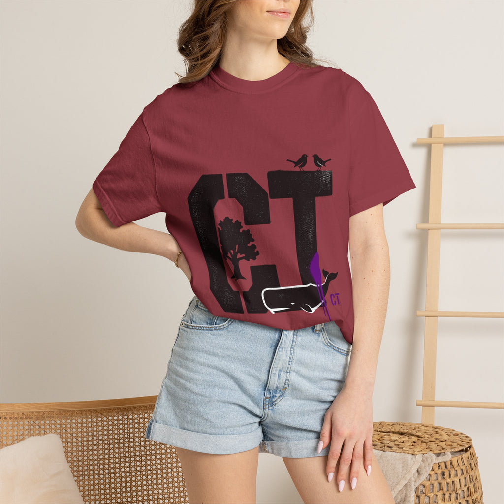 OurStateTees - Connecticut CT State T-Shirt — Connecticut Nature Graphic Tee with Whales, Trees & Birds