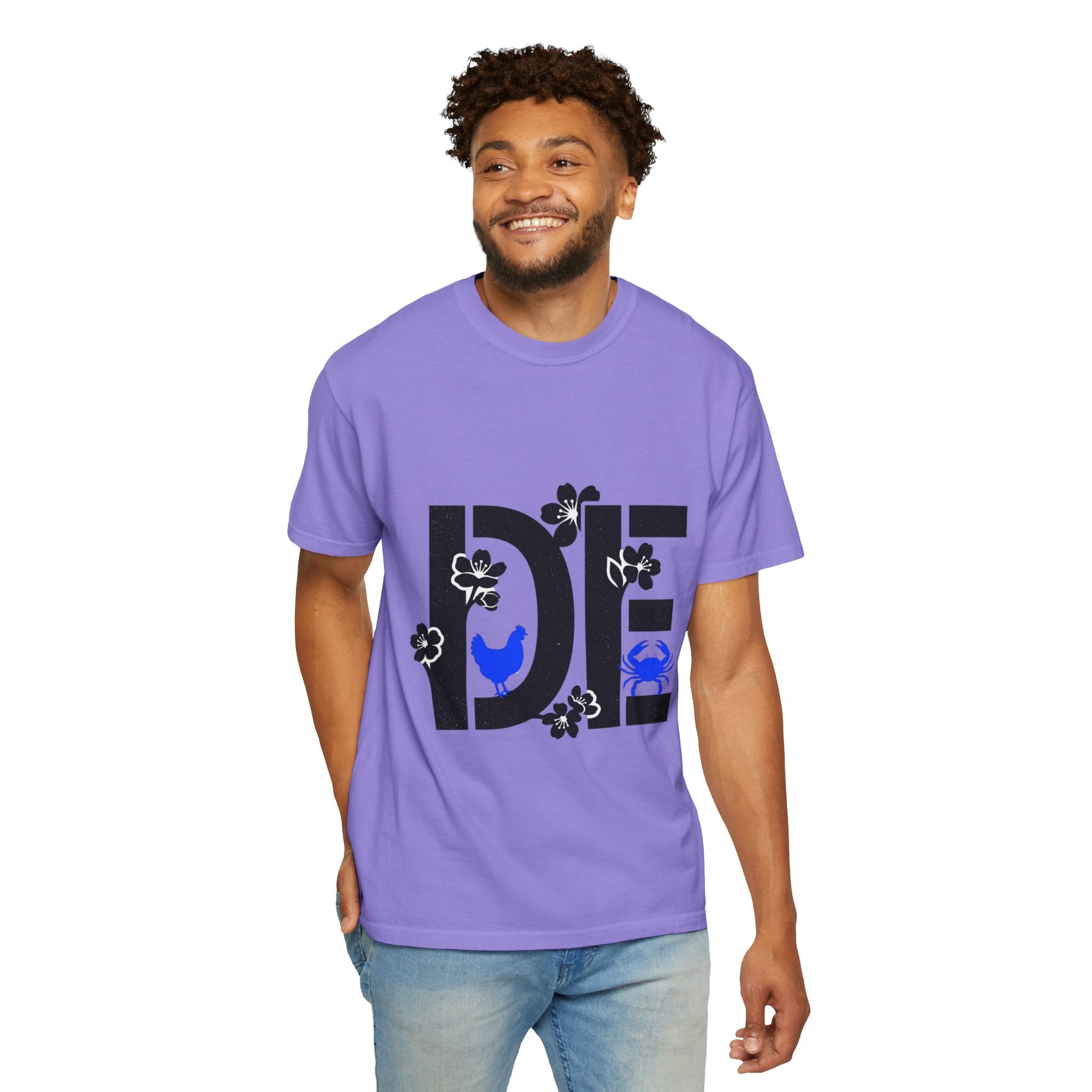 OurStateTees - Deleware DE Floral Nautical Graphic Tee (Crab & Chick Accent)