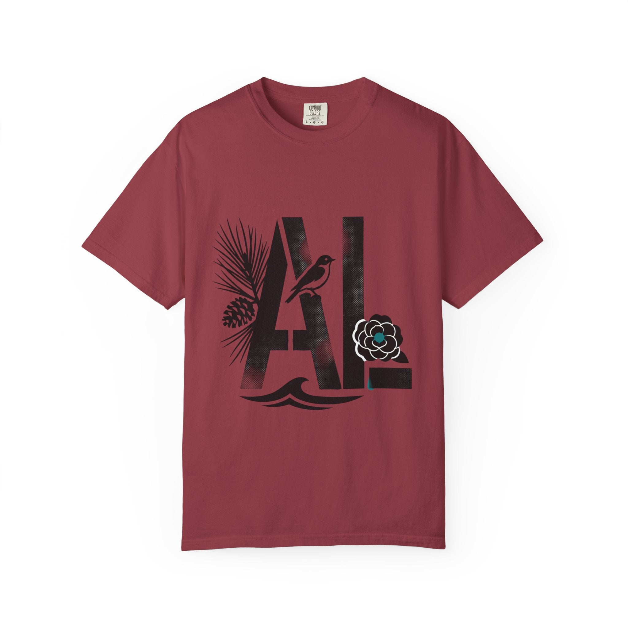 OurStateTees - Alabama AL Botanical Graphic T-Shirt — California Palm, Flower & Bird Design