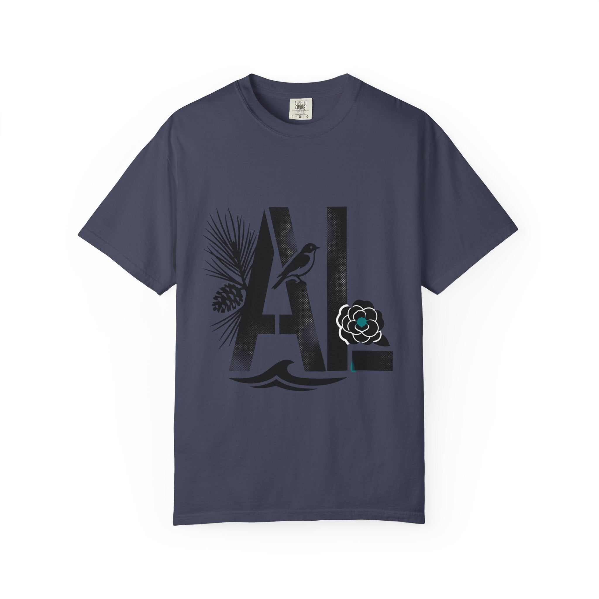 OurStateTees - Alabama AL Botanical Graphic T-Shirt — California Palm, Flower & Bird Design