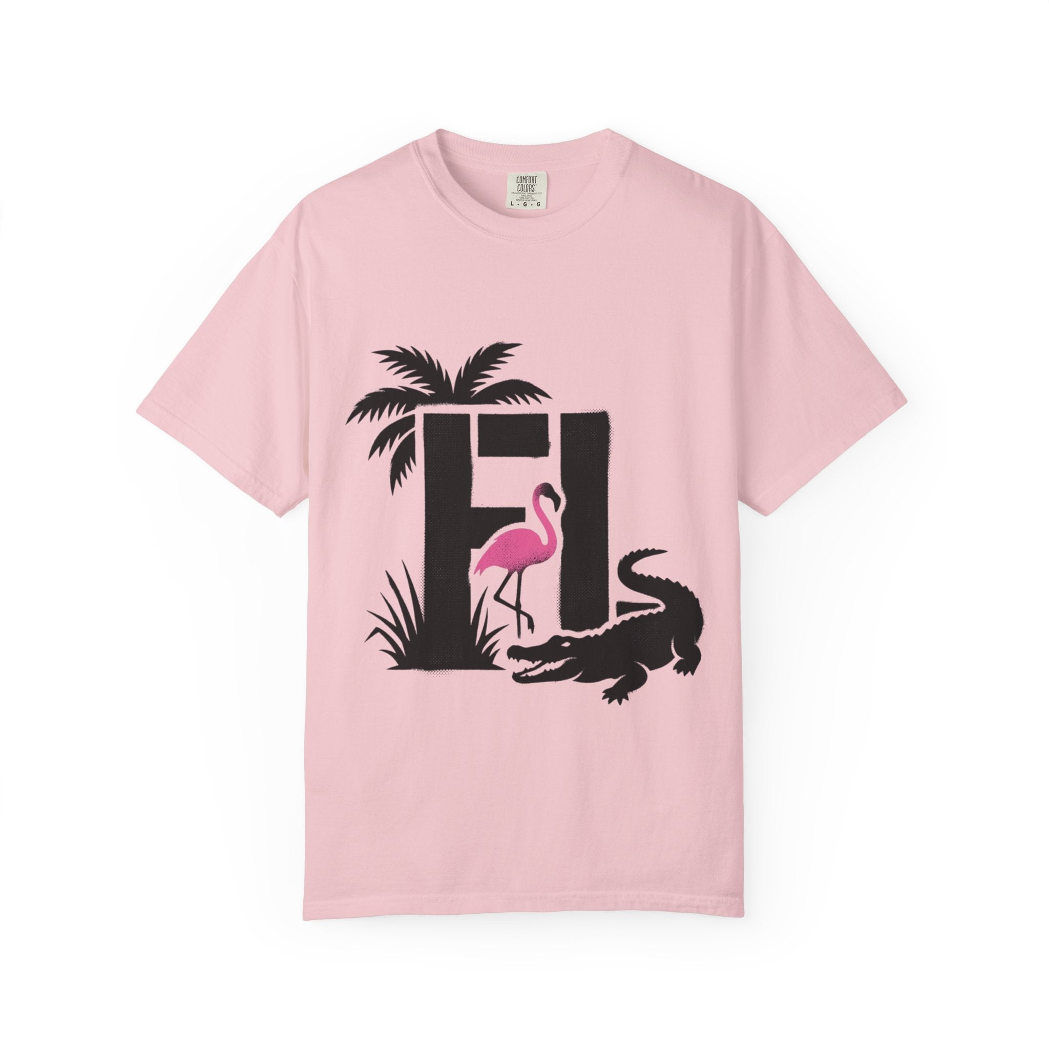 OurState Tees - Florida FL - Tropical Flamingo & Alligator Graphic