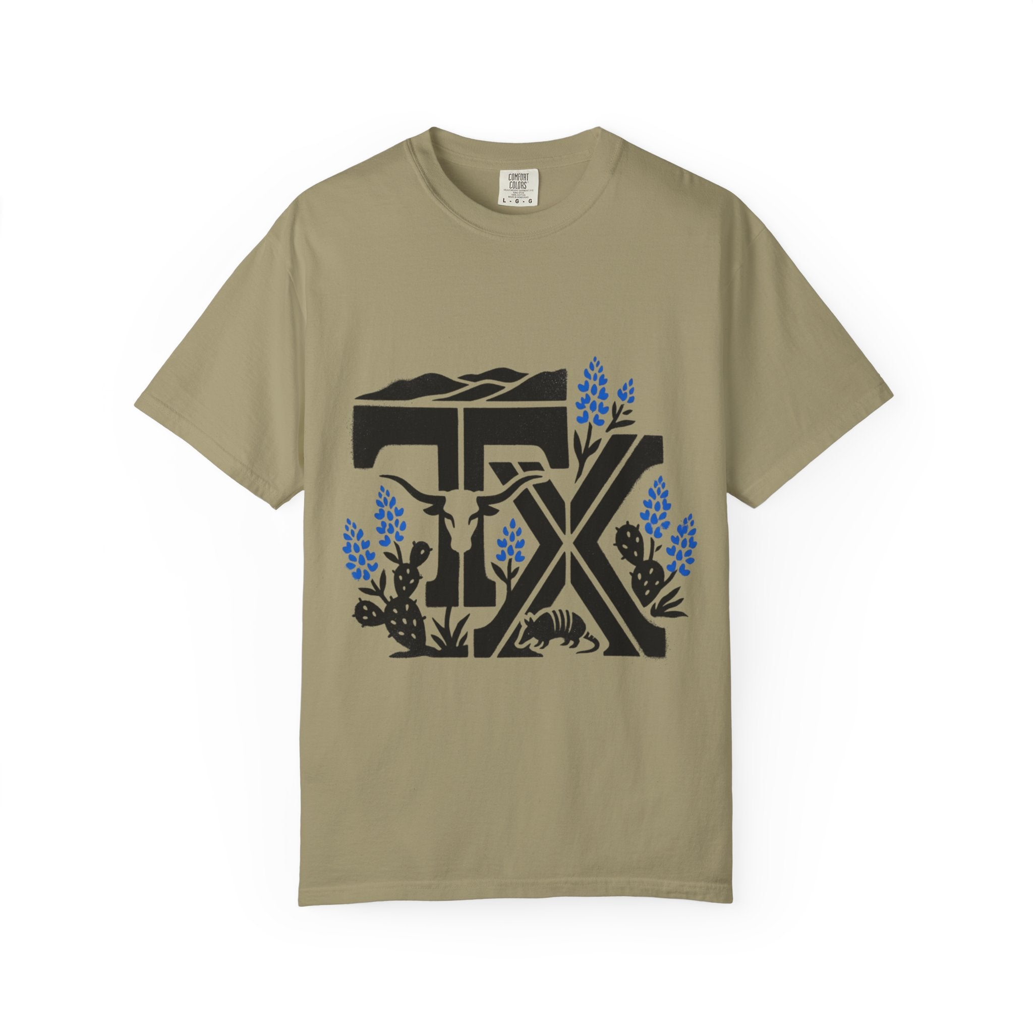 OurStateTees - TX Texas Southwestern Tee — Longhorn, Armadillo & Bluebonnet Graphic T-Shirt
