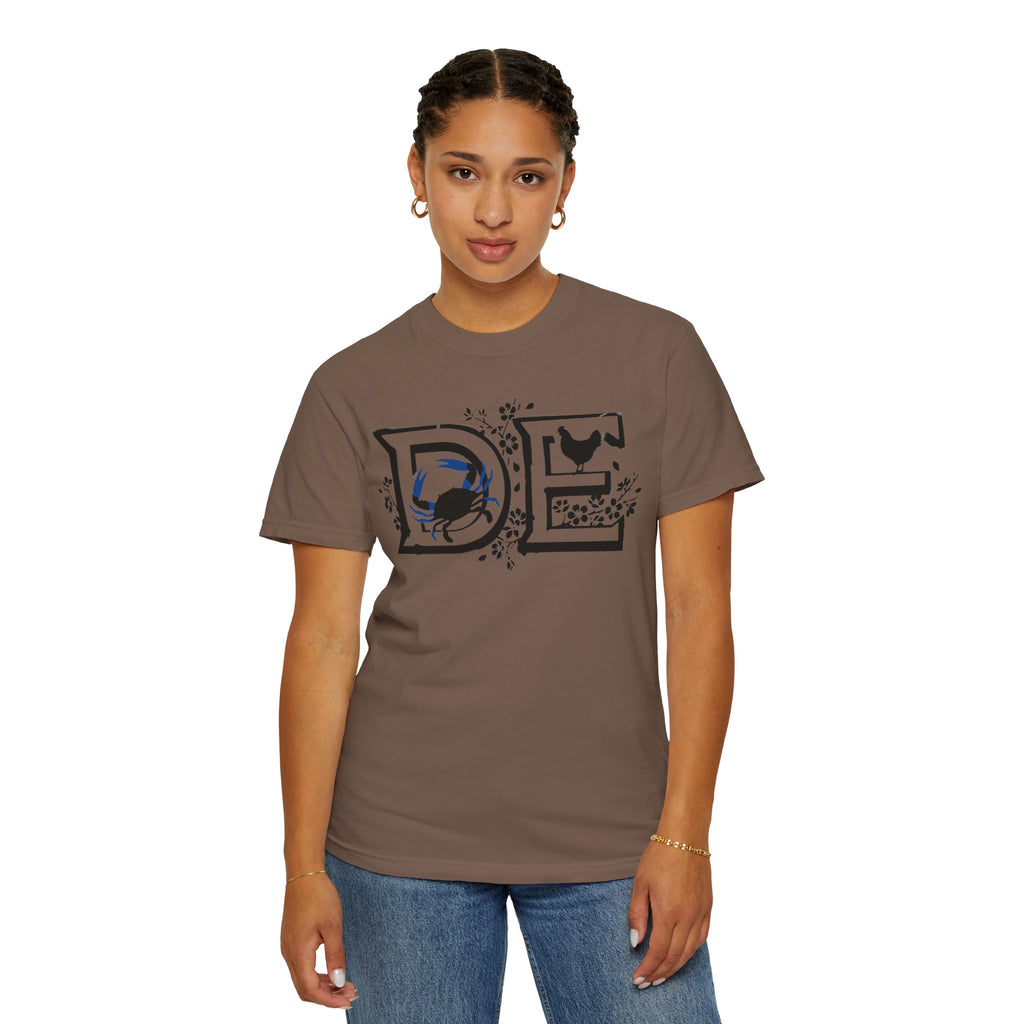 OurStateTees - Deleware DE Letterpress Tee — Floral & Bird Graphic T-Shirt