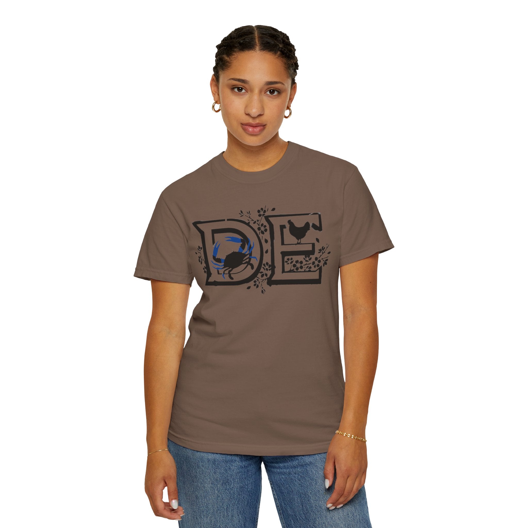 OurStateTees - Deleware DE Letterpress Tee — Floral & Bird Graphic T-Shirt