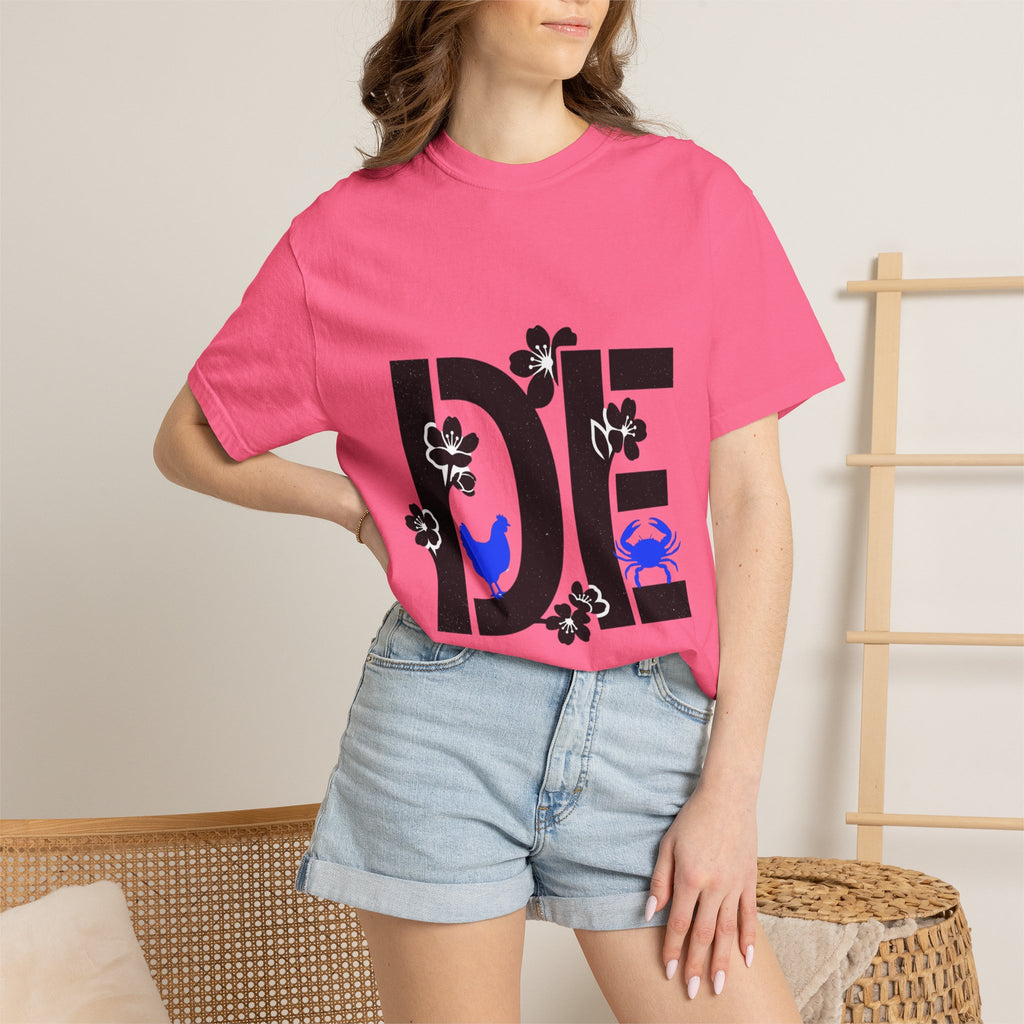 OurStateTees - Deleware DE Floral Nautical Graphic Tee (Crab & Chick Accent)