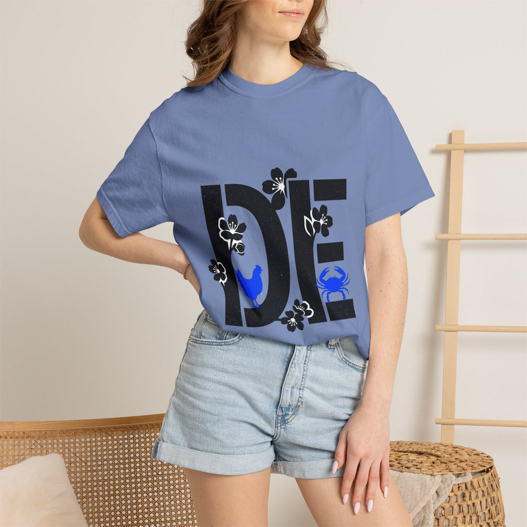 OurStateTees - Deleware DE Floral Nautical Graphic Tee (Crab & Chick Accent)