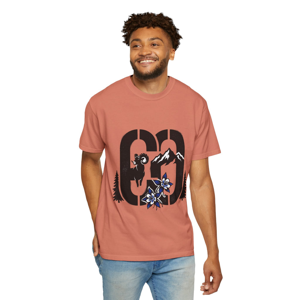 OurStateTees - Colorado CO Rocky Mountain Anniversary Tee — Mountain Goat & Wildflower Graphic T-Shirt