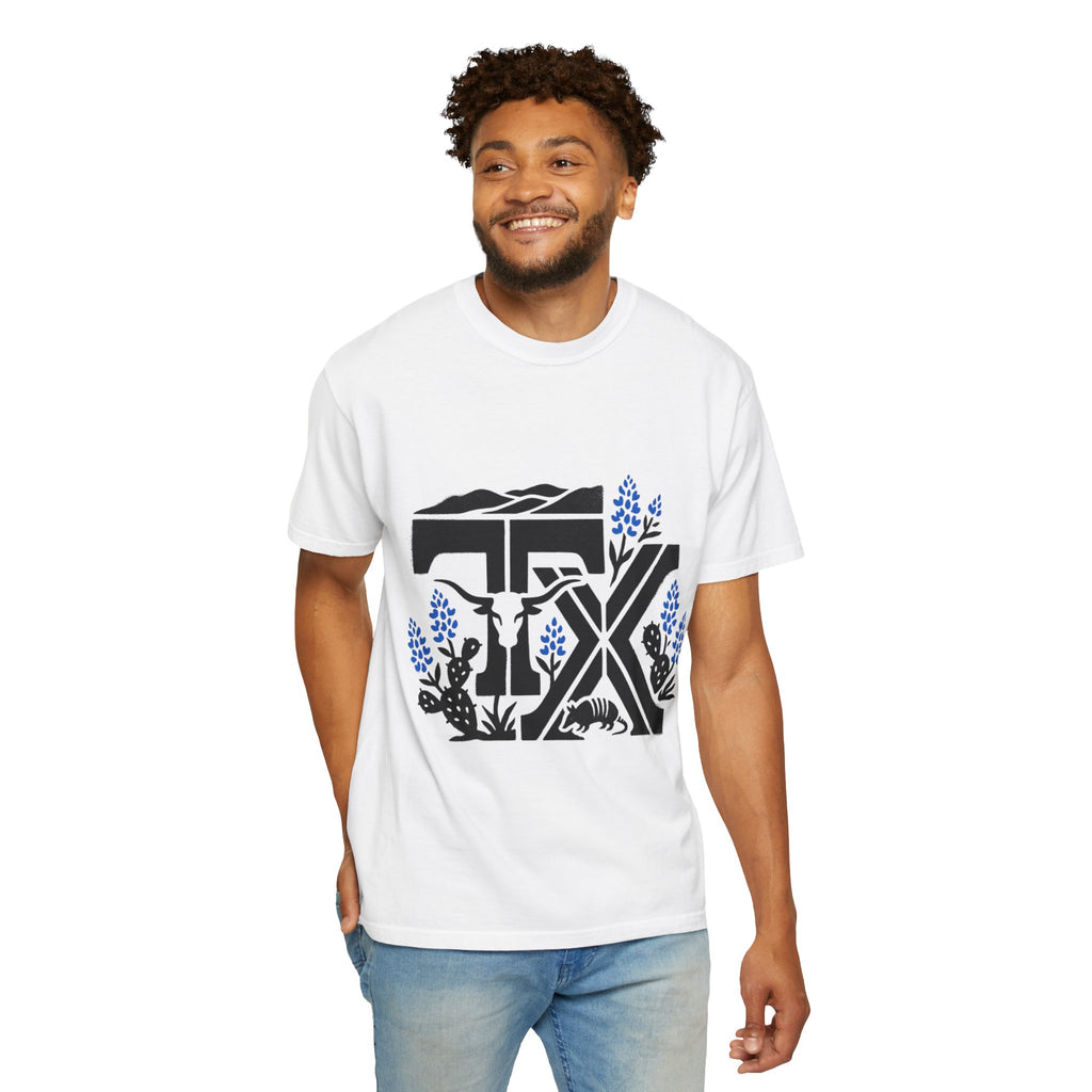 OurStateTees - TX Texas Southwestern Tee — Longhorn, Armadillo & Bluebonnet Graphic T-Shirt