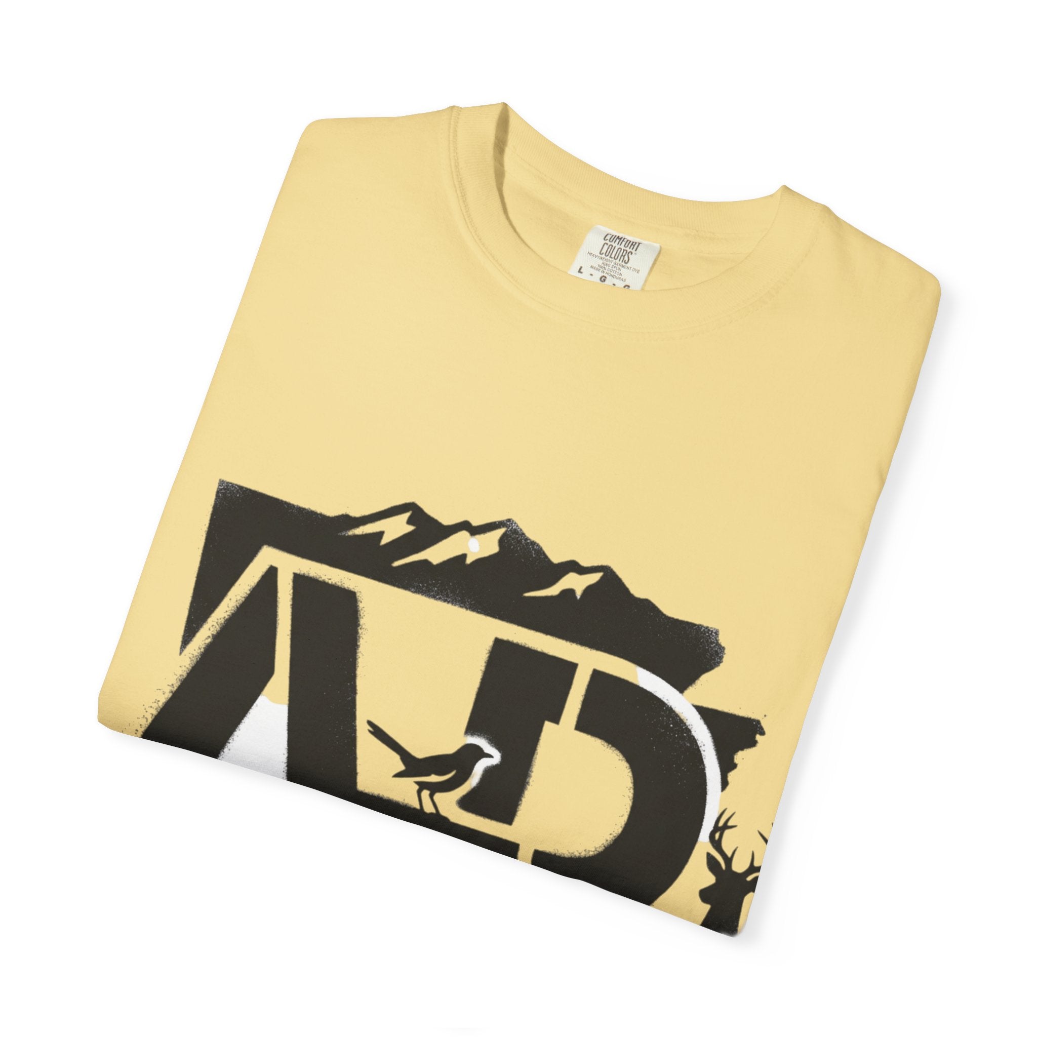 OurStateTees - Arkansas AR Mountain Logo T-Shirt — Nature Bird & Wildflower Graphic