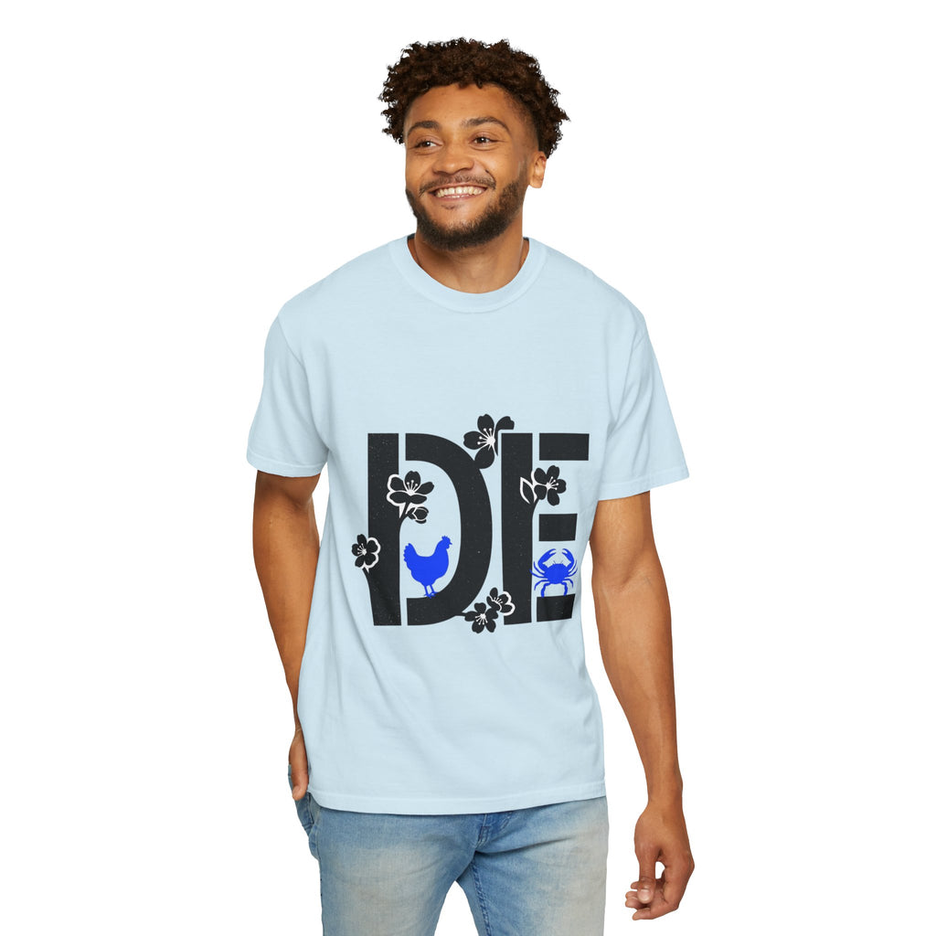 OurStateTees - Deleware DE Floral Nautical Graphic Tee (Crab & Chick Accent)