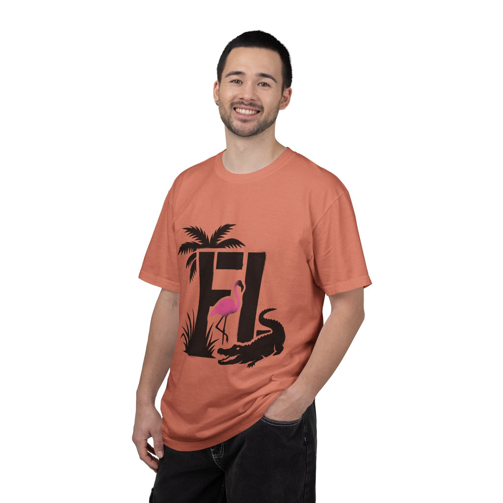OurState Tees - Florida FL - Tropical Flamingo & Alligator Graphic