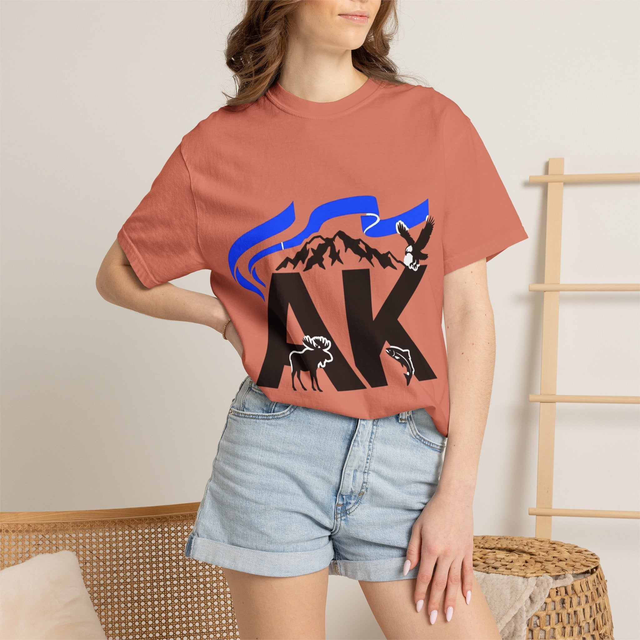 OurStateTees - Alaska AK Wilderness T-Shirt — Moose, Mountains & Bald Eagle Graphic