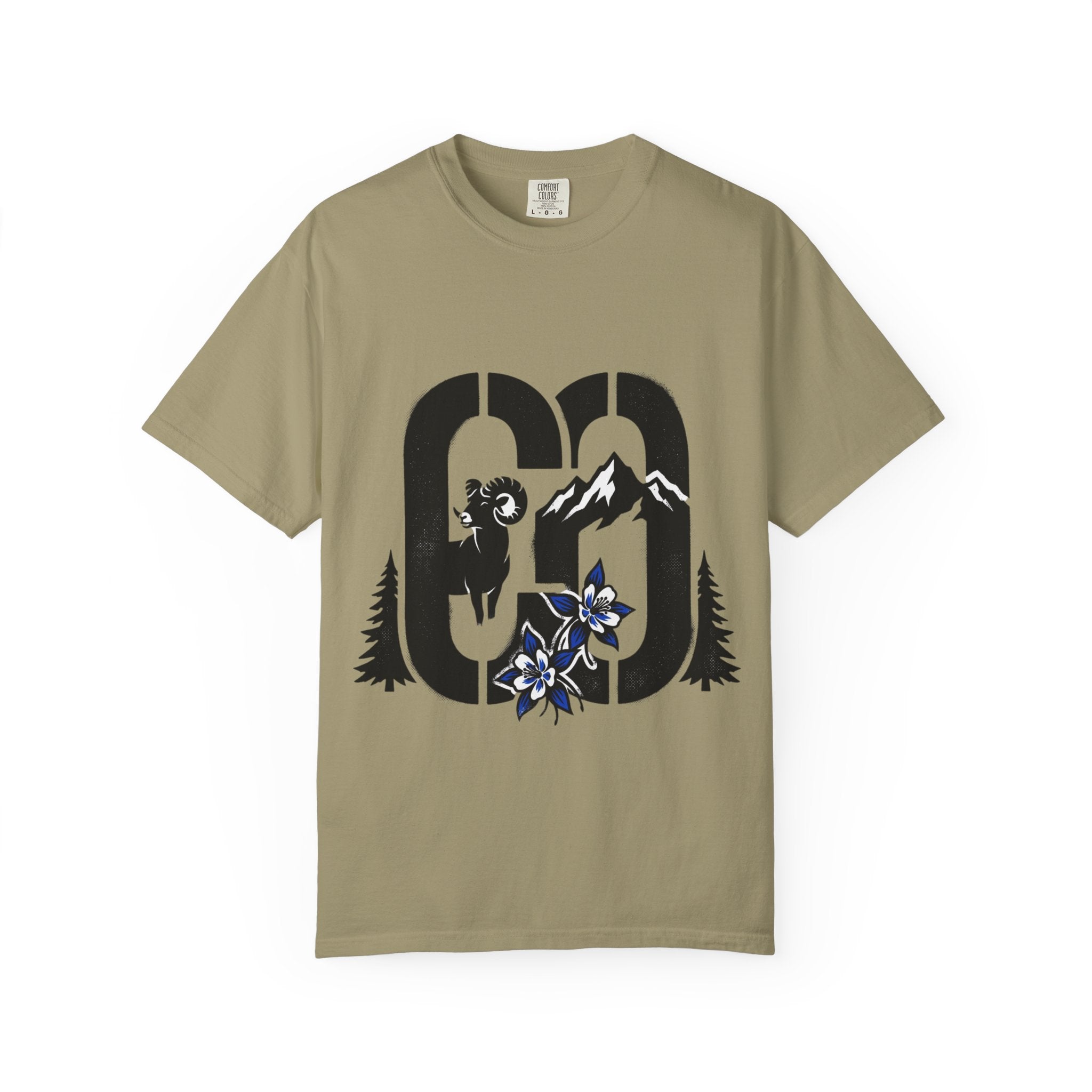OurStateTees - Colorado CO Rocky Mountain Anniversary Tee — Mountain Goat & Wildflower Graphic T-Shirt