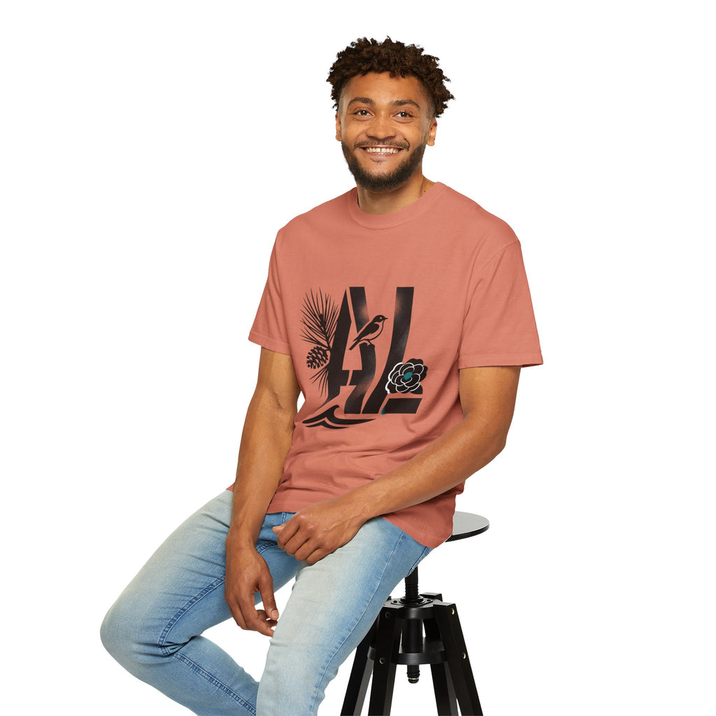 OurStateTees - Alabama AL Botanical Graphic T-Shirt — California Palm, Flower & Bird Design