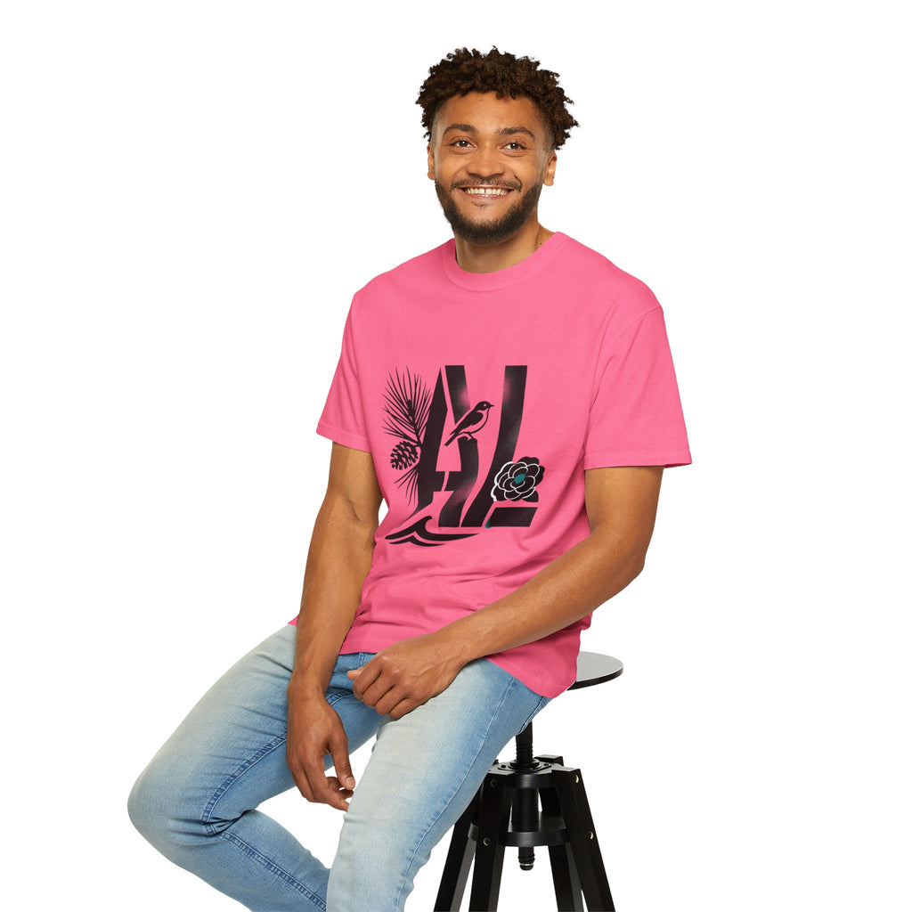OurStateTees - Alabama AL Botanical Graphic T-Shirt — California Palm, Flower & Bird Design