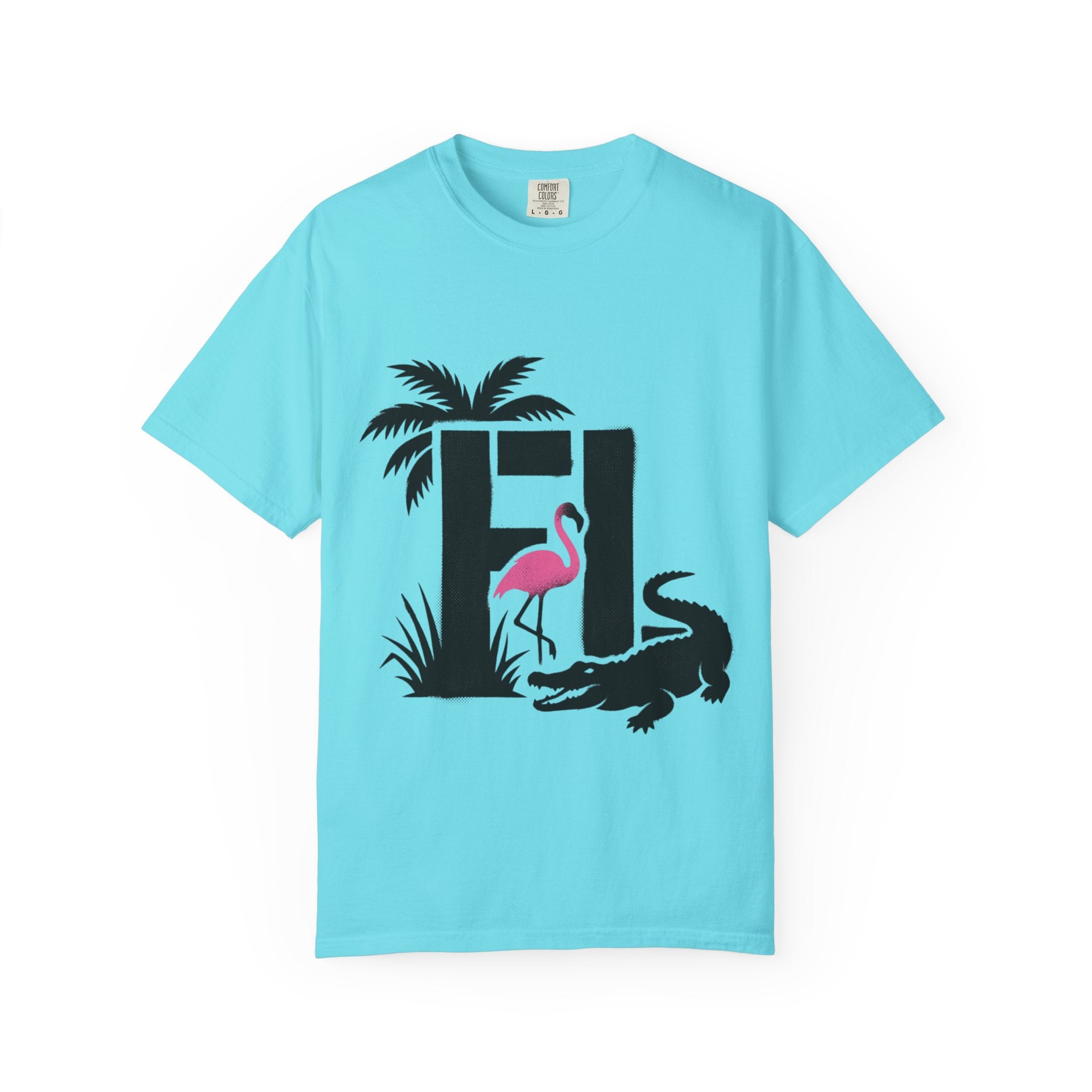 OurState Tees - Florida FL - Tropical Flamingo & Alligator Graphic