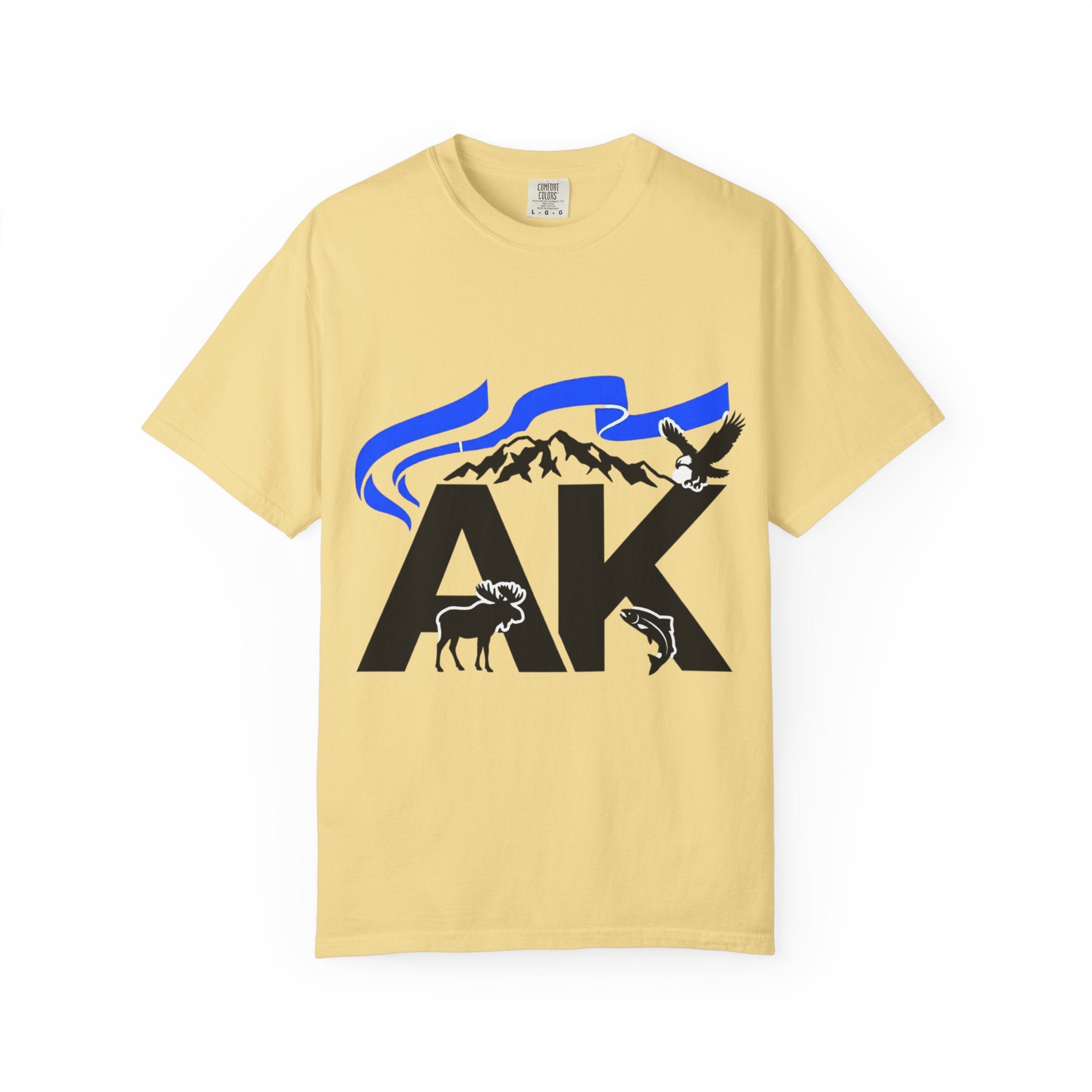 OurStateTees - Alaska AK Wilderness T-Shirt — Moose, Mountains & Bald Eagle Graphic