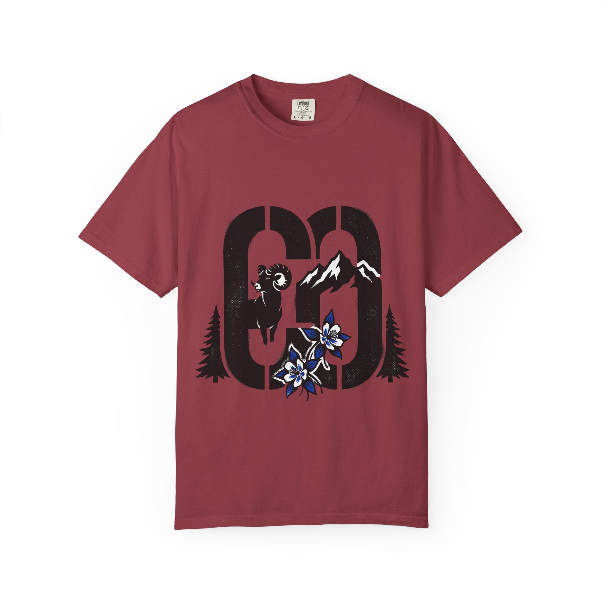 OurStateTees - Colorado CO Rocky Mountain Anniversary Tee — Mountain Goat & Wildflower Graphic T-Shirt