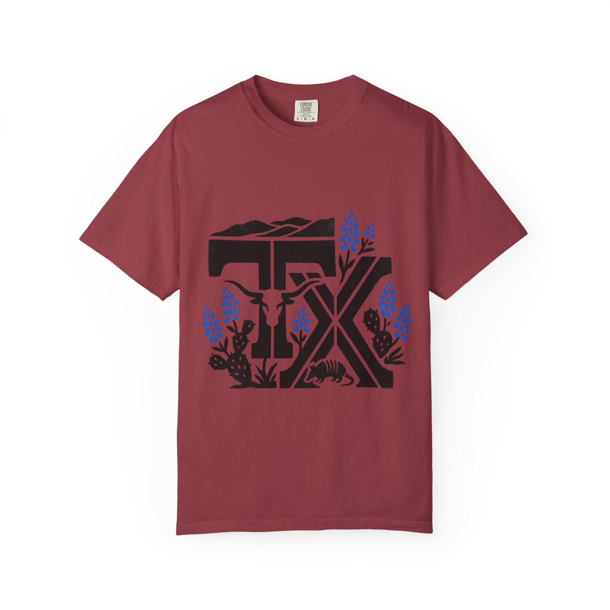 OurStateTees - TX Texas Southwestern Tee — Longhorn, Armadillo & Bluebonnet Graphic T-Shirt
