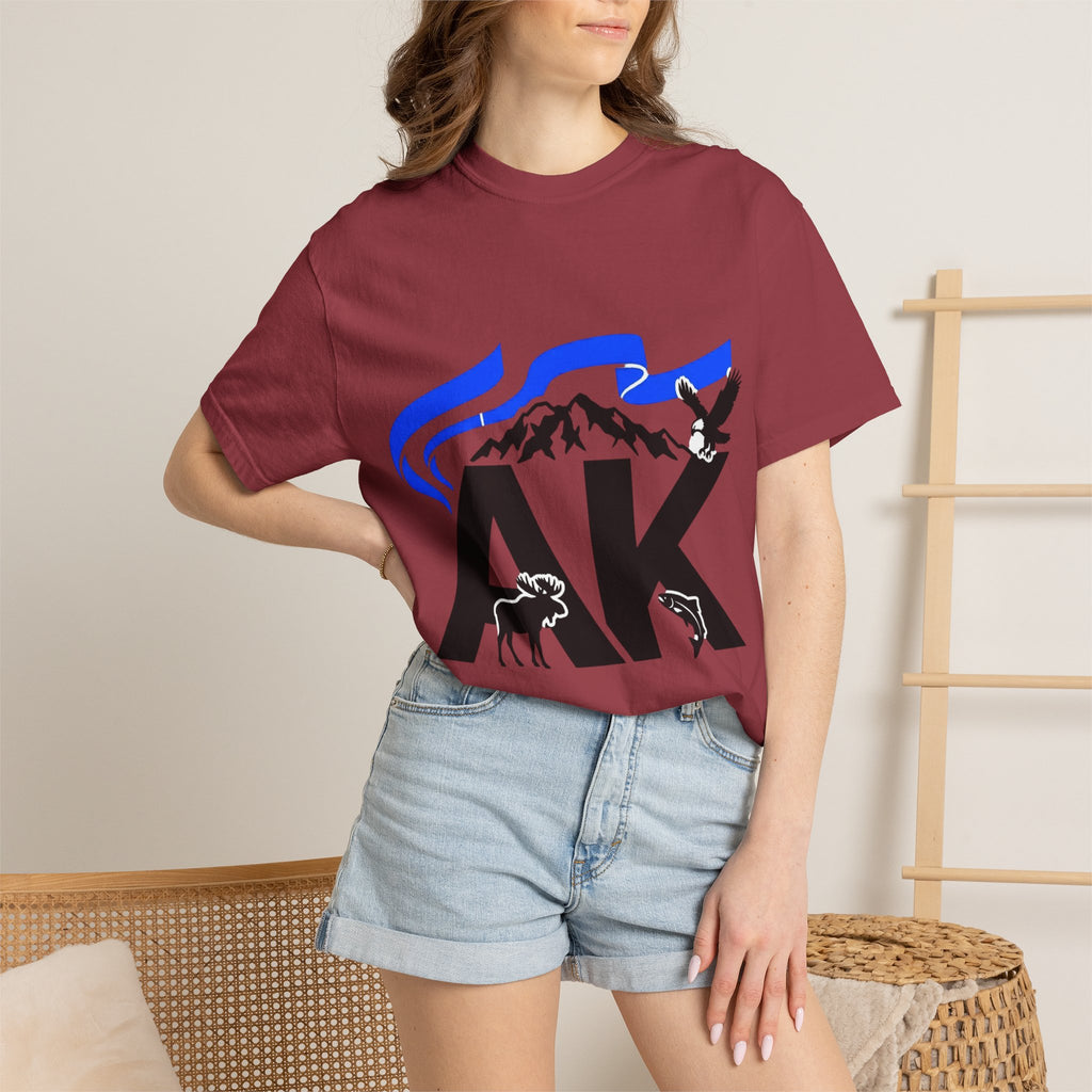 OurStateTees - Alaska AK Wilderness T-Shirt — Moose, Mountains & Bald Eagle Graphic